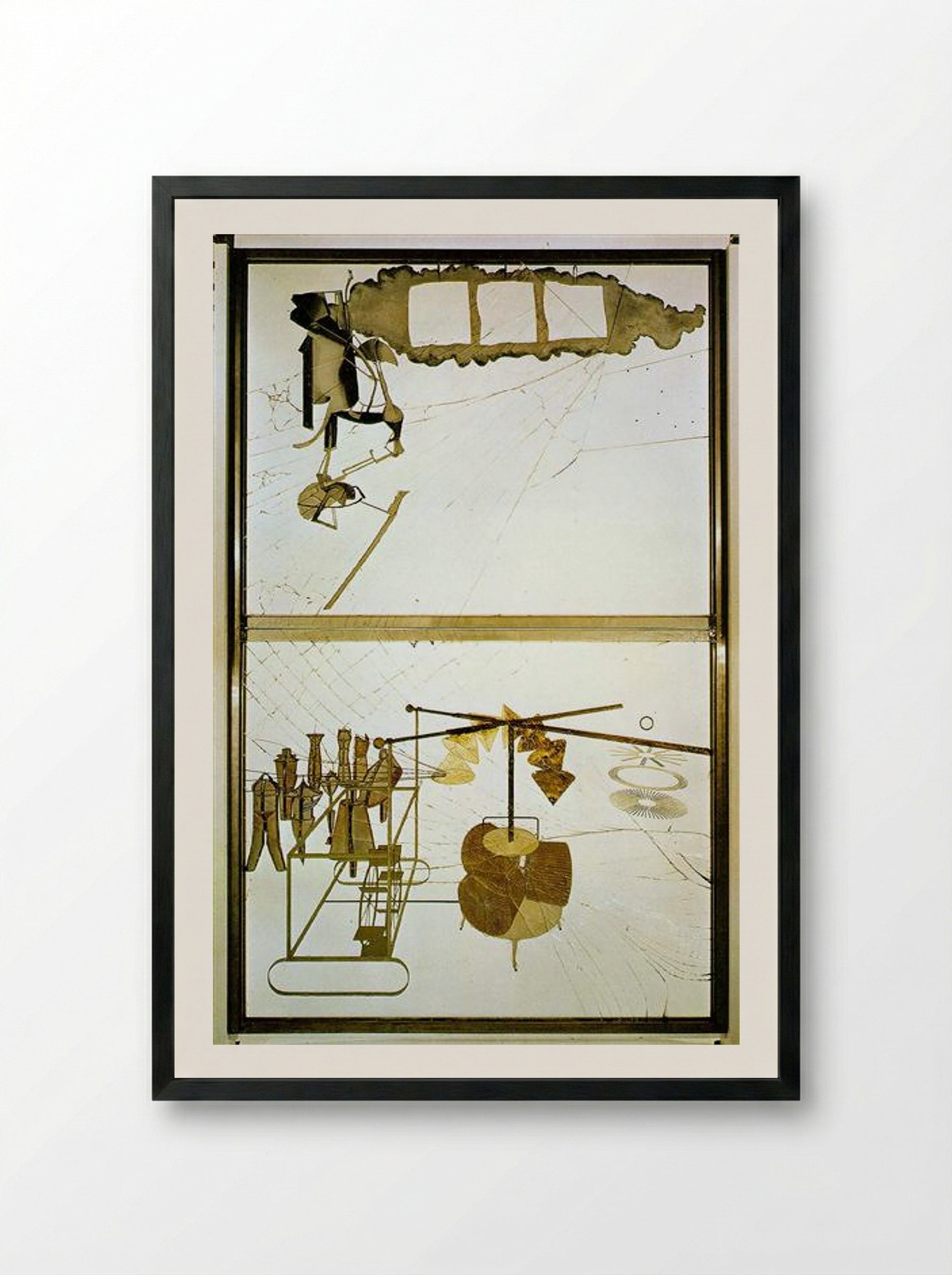 The Bride Stripped Bare by Her Bachelors, Even (The Large Glass) - Marcel Duchamp - Framed Print Black