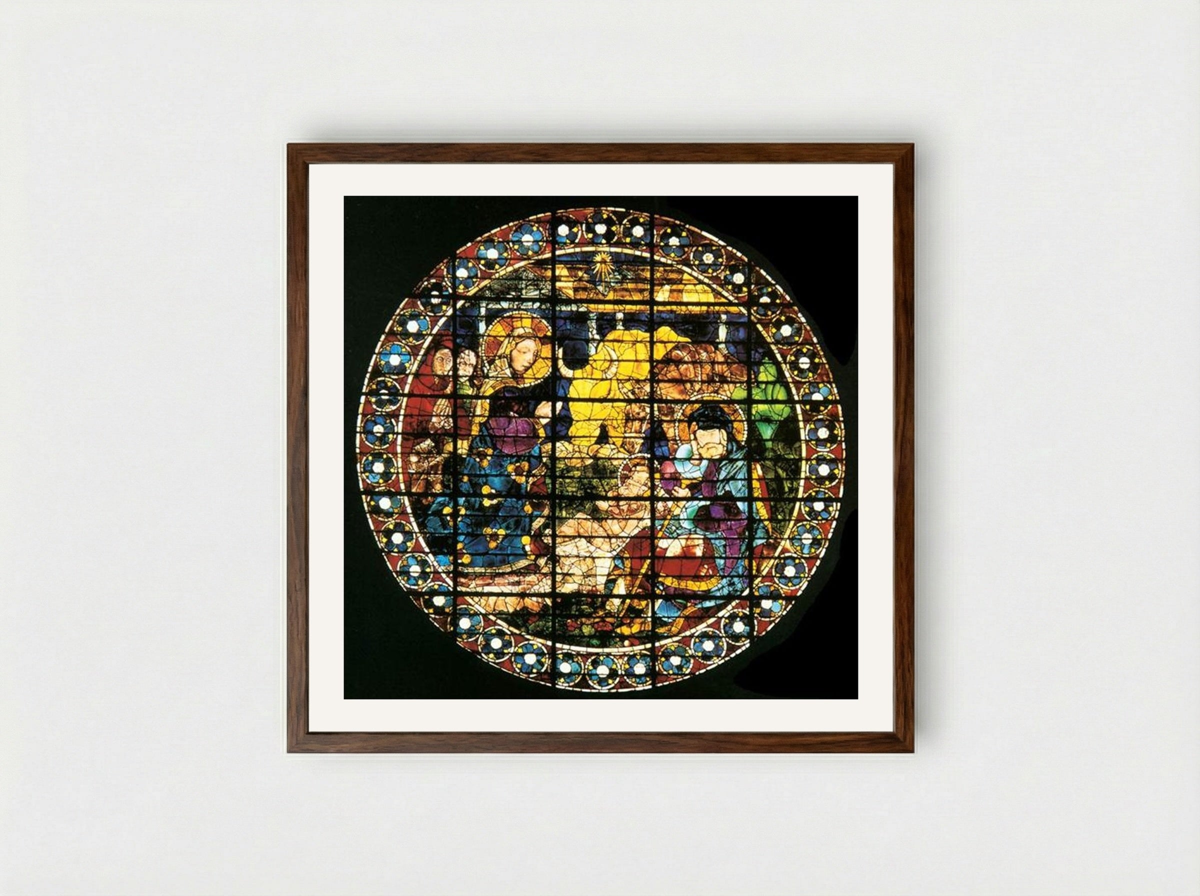 Oculus depicting The Nativity - Paolo Uccello - Framed Print Dark Wood