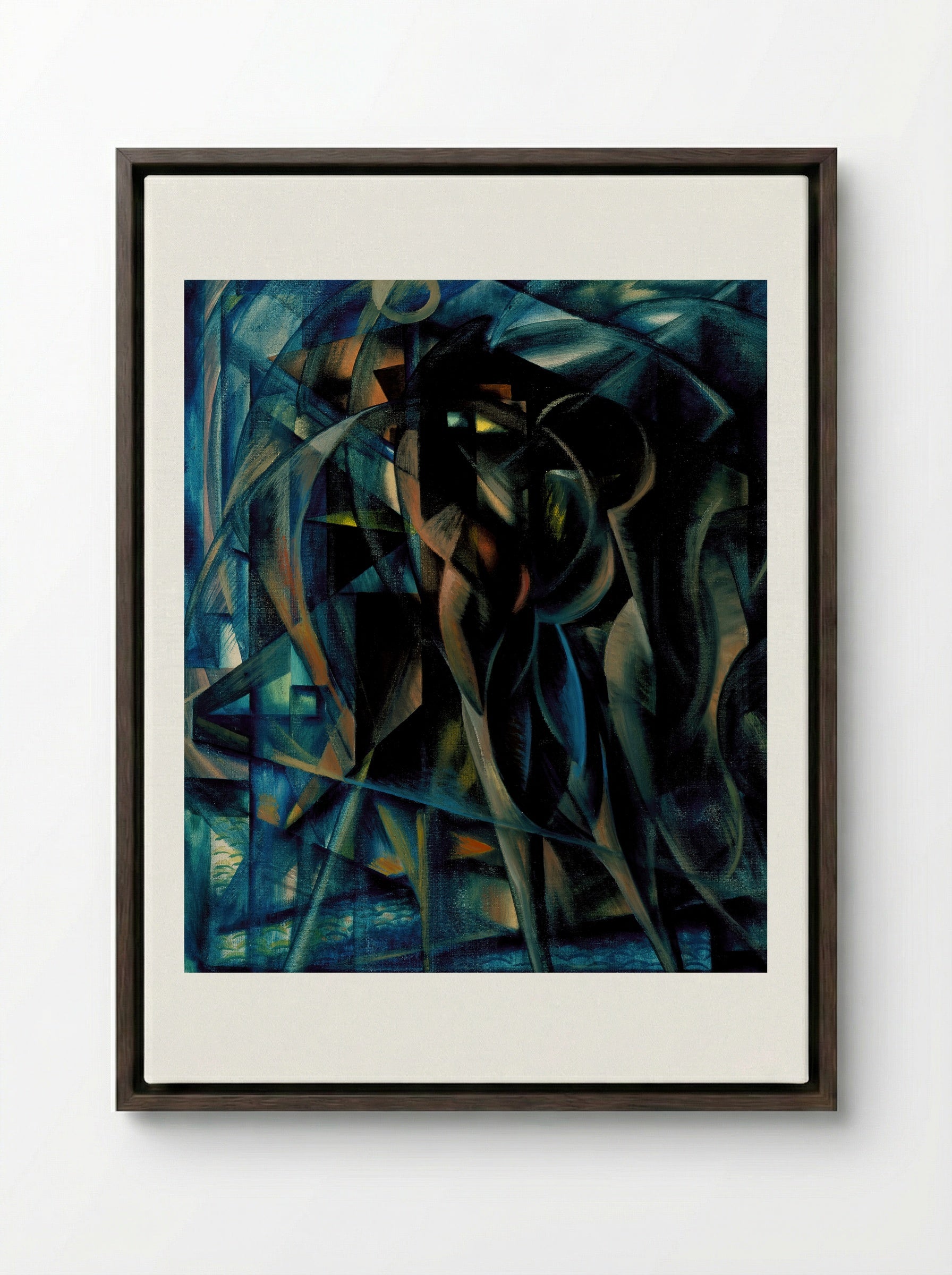 Figures in Blue - Benjamin F. Berlin - Framed Canvas Dark Wood