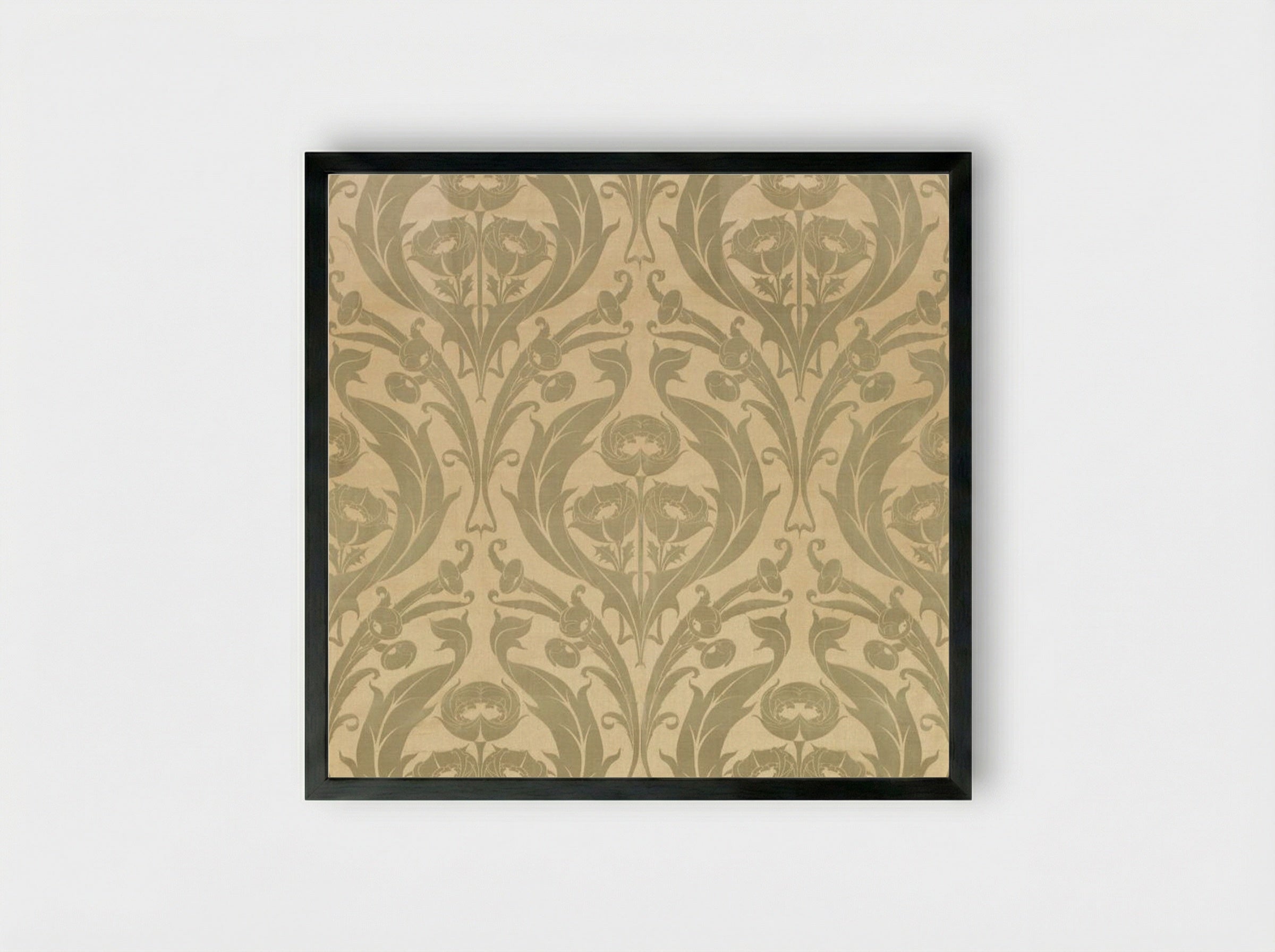 Textile Fragment with Floral Motifs - William Morris - Framed Print Black