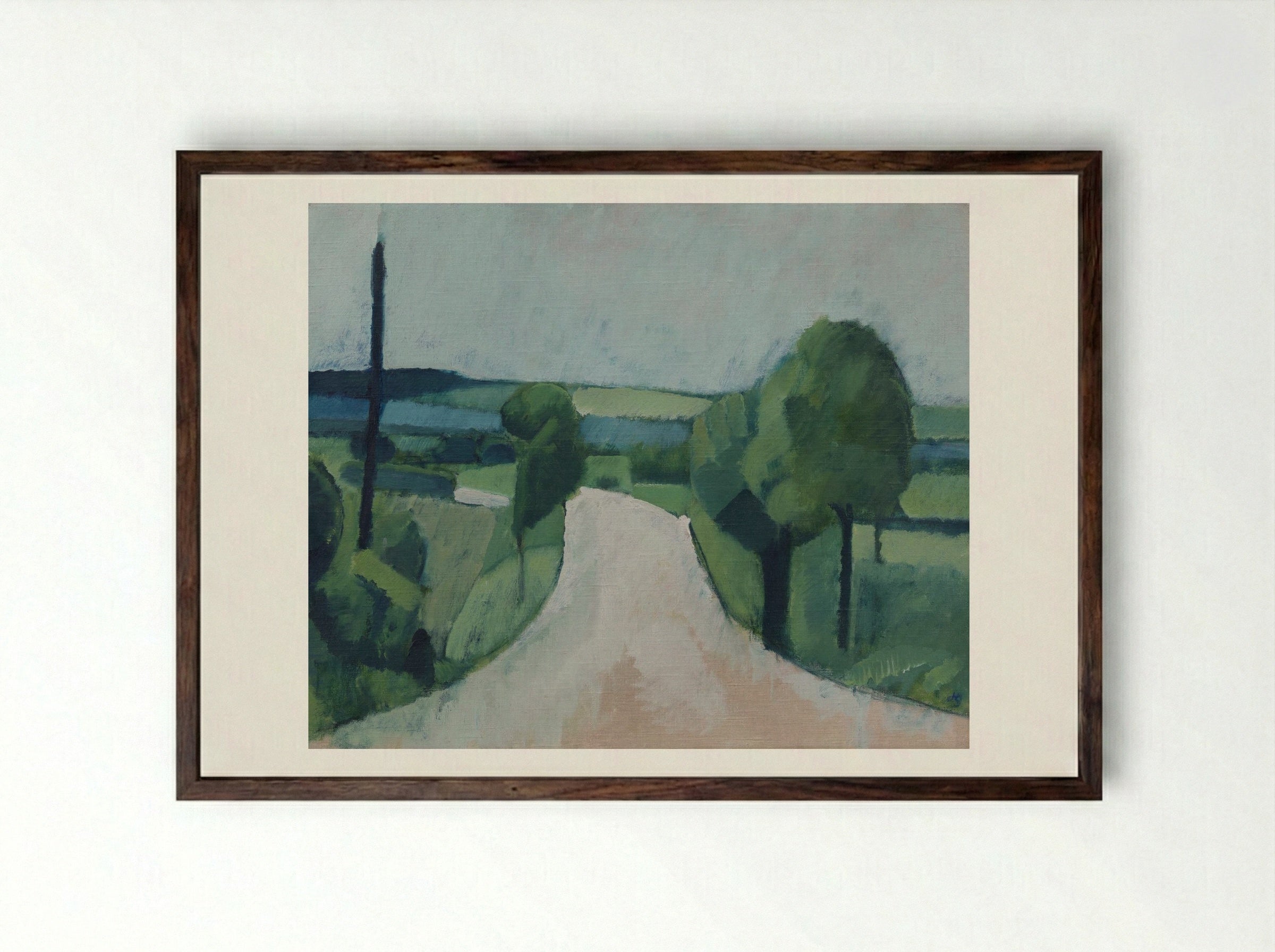 Road near Fåborg on Funen - Harald Giersing - Framed Print Dark Wood