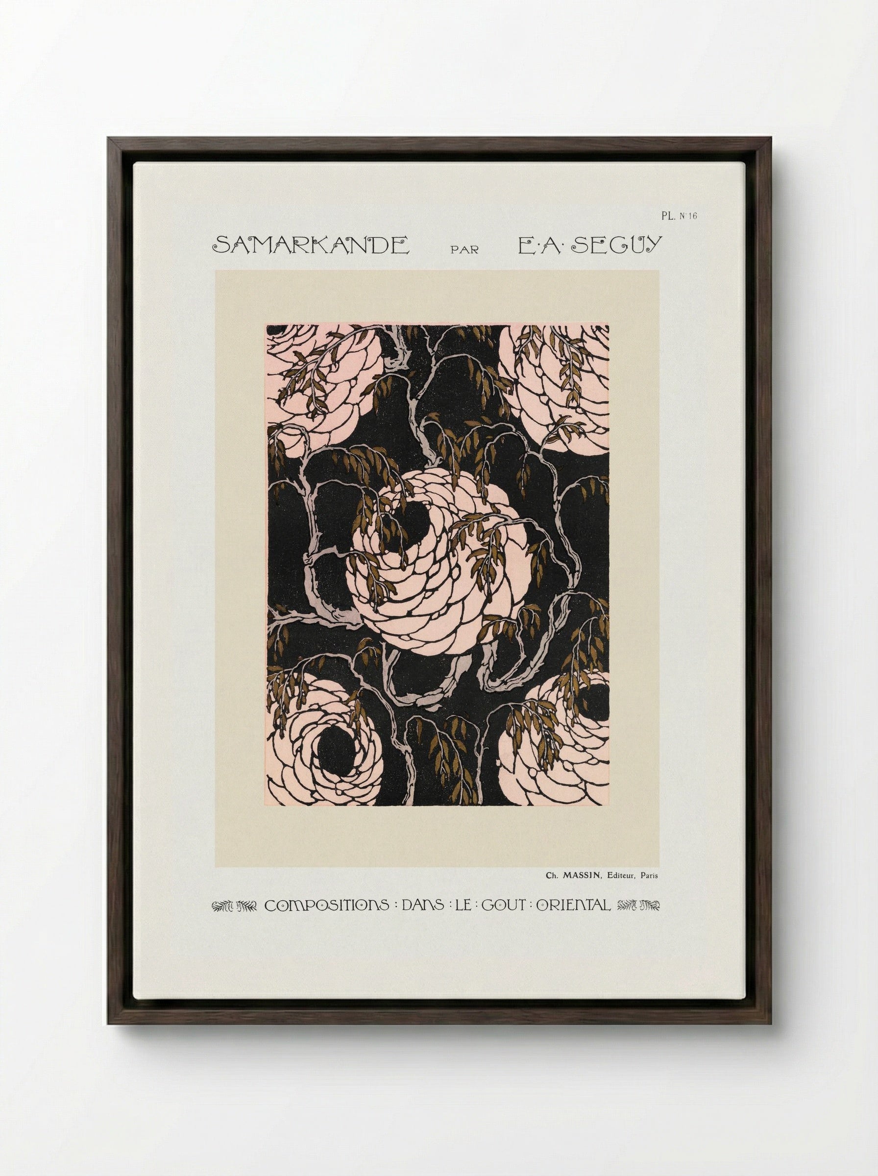 Samarkande, Plate 16 (Floral Composition in the Oriental Style) - Émile-Allain Séguy - Framed Canvas Dark Wood