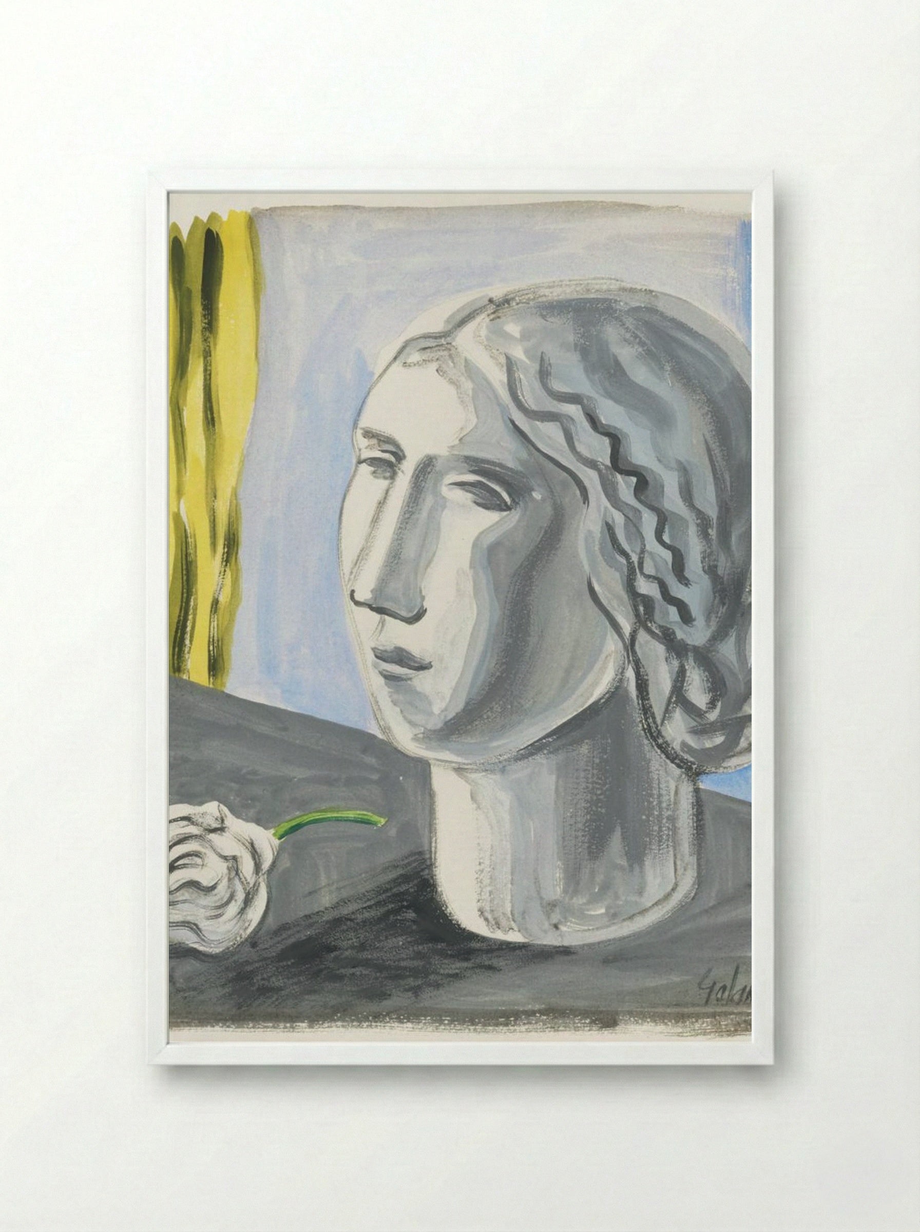 Fragment of Female Head - Mikuláš Galanda - Framed Print White