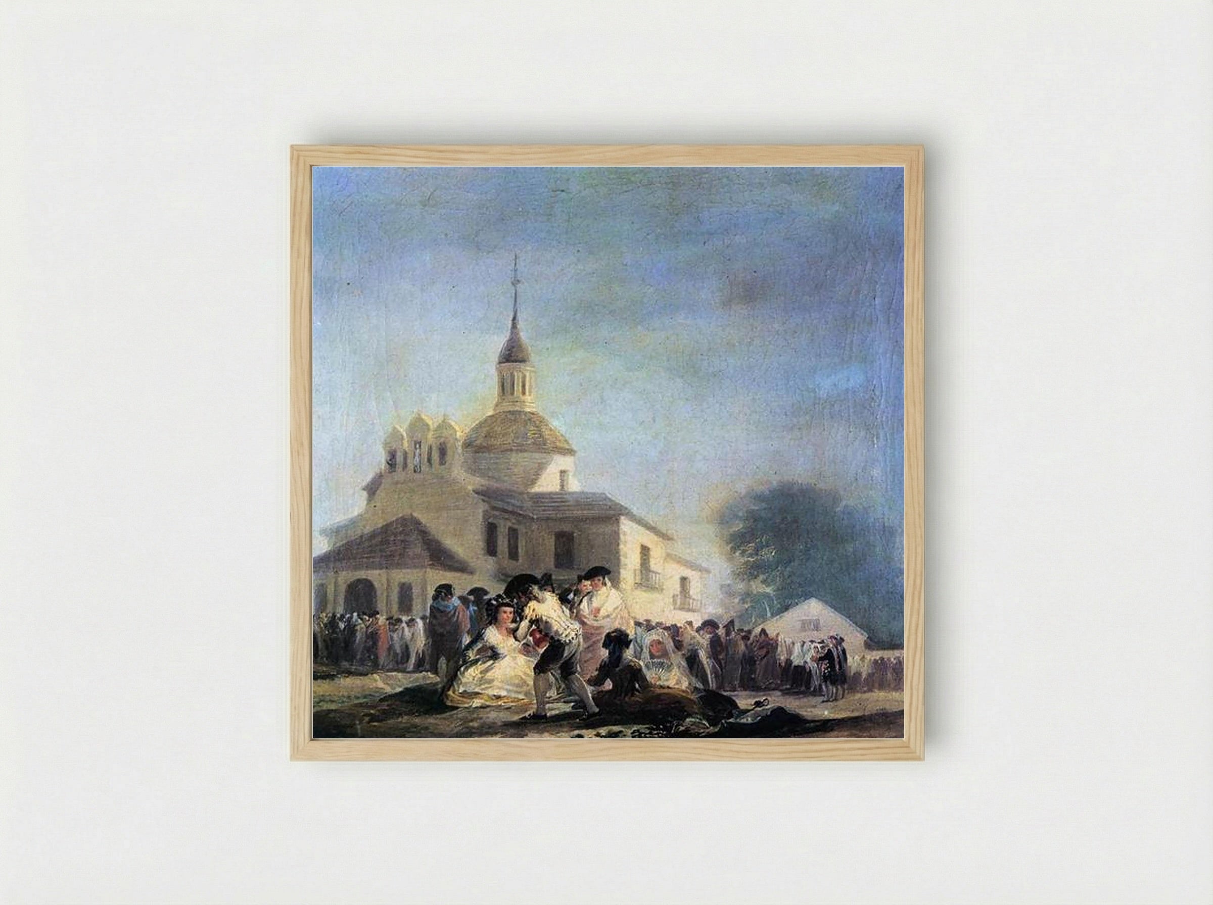 Pilgrimage to the Church of San Isidro - Francisco Goya - Framed Print Wood