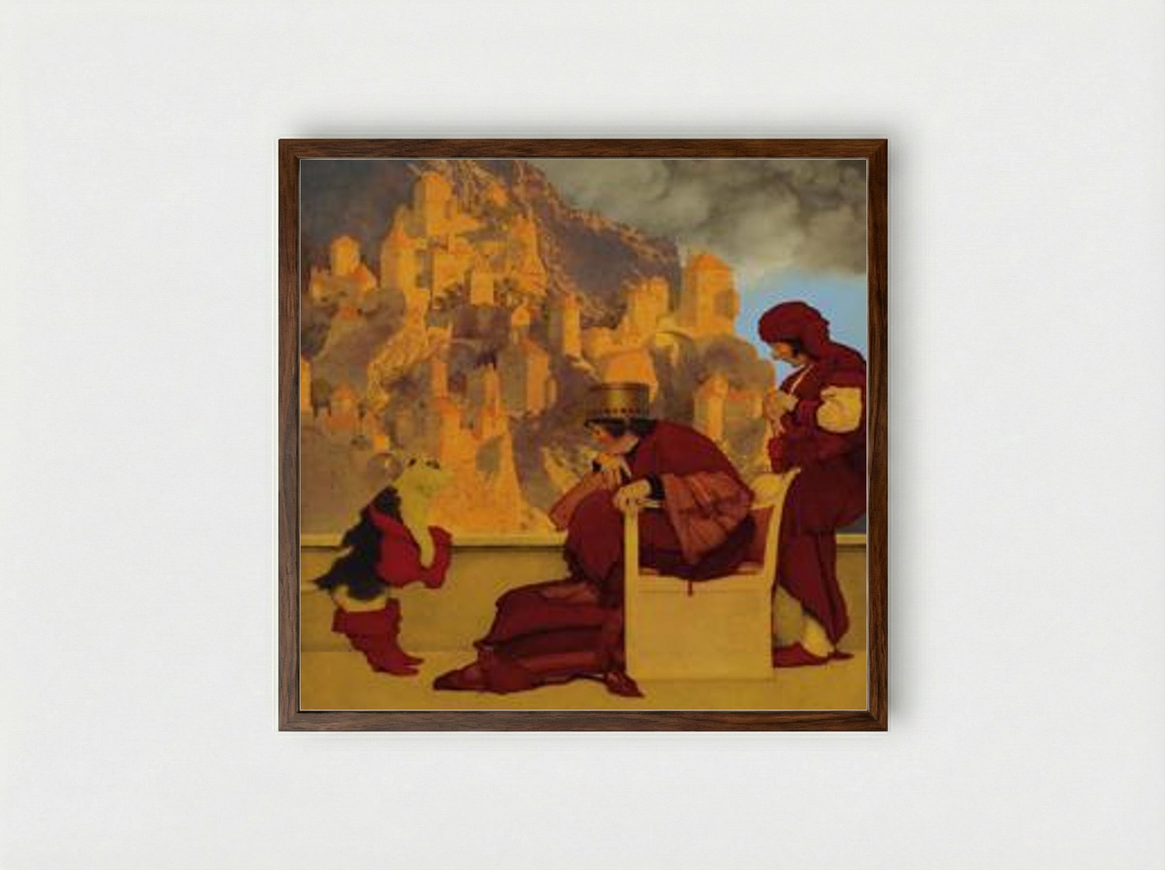 Puss in Boots - Maxfield Parrish - Framed Print Dark Wood