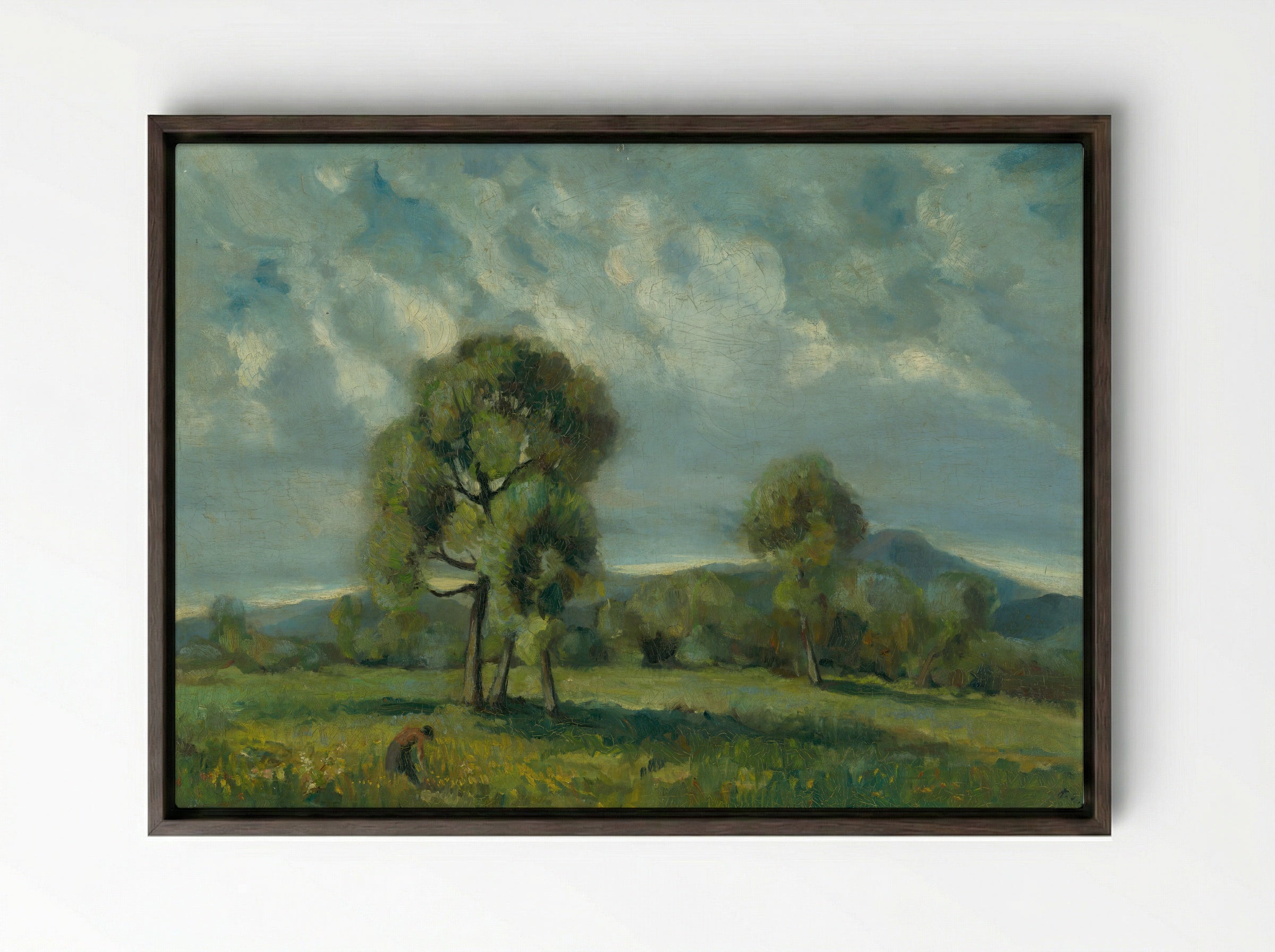 Liptov Landscape with Trees - Zolo Palugyay - Framed Canvas Dark Wood