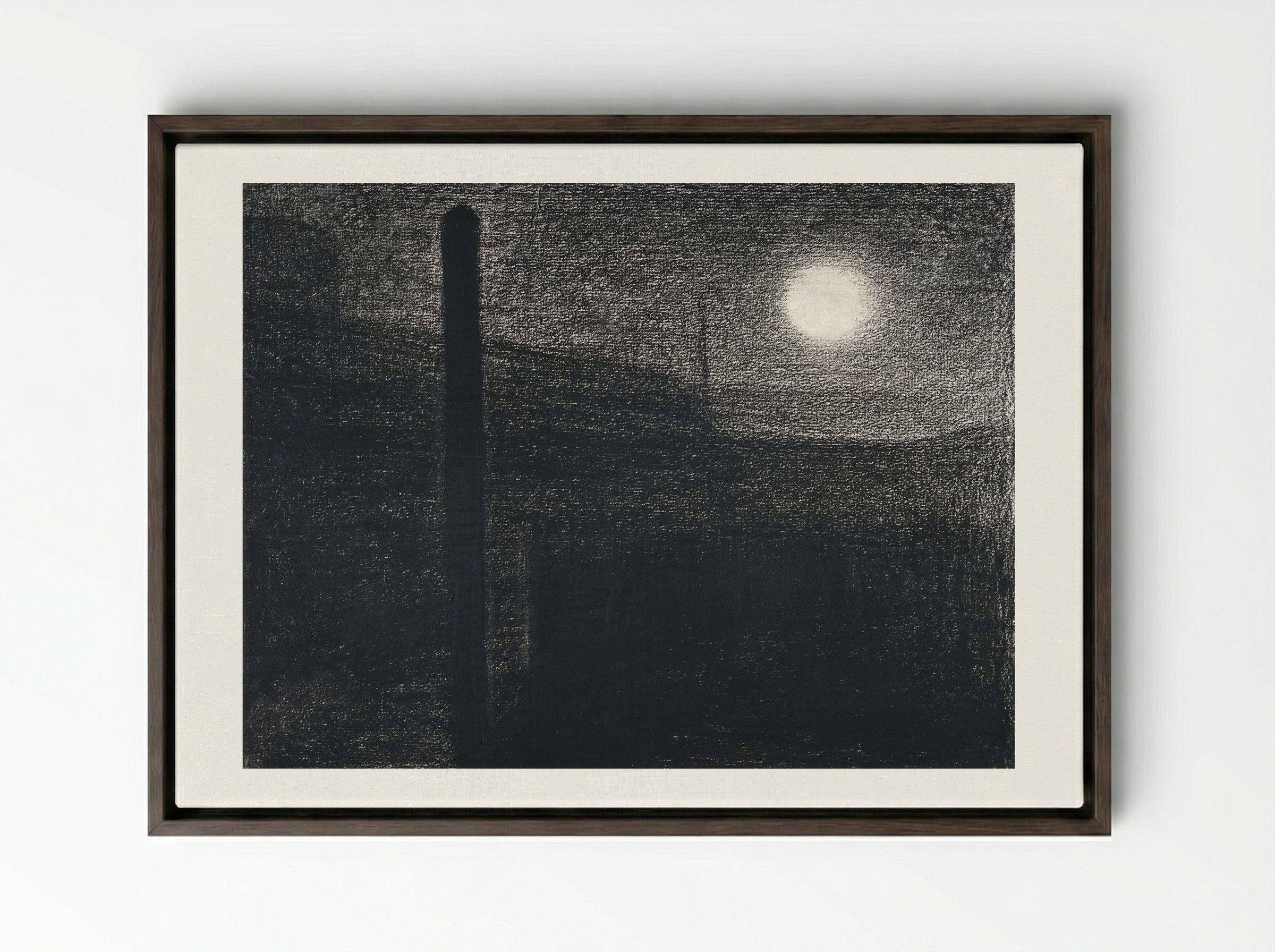Courbevoie, Factories by Moonlight - Georges Seurat - Framed Canvas Dark Wood