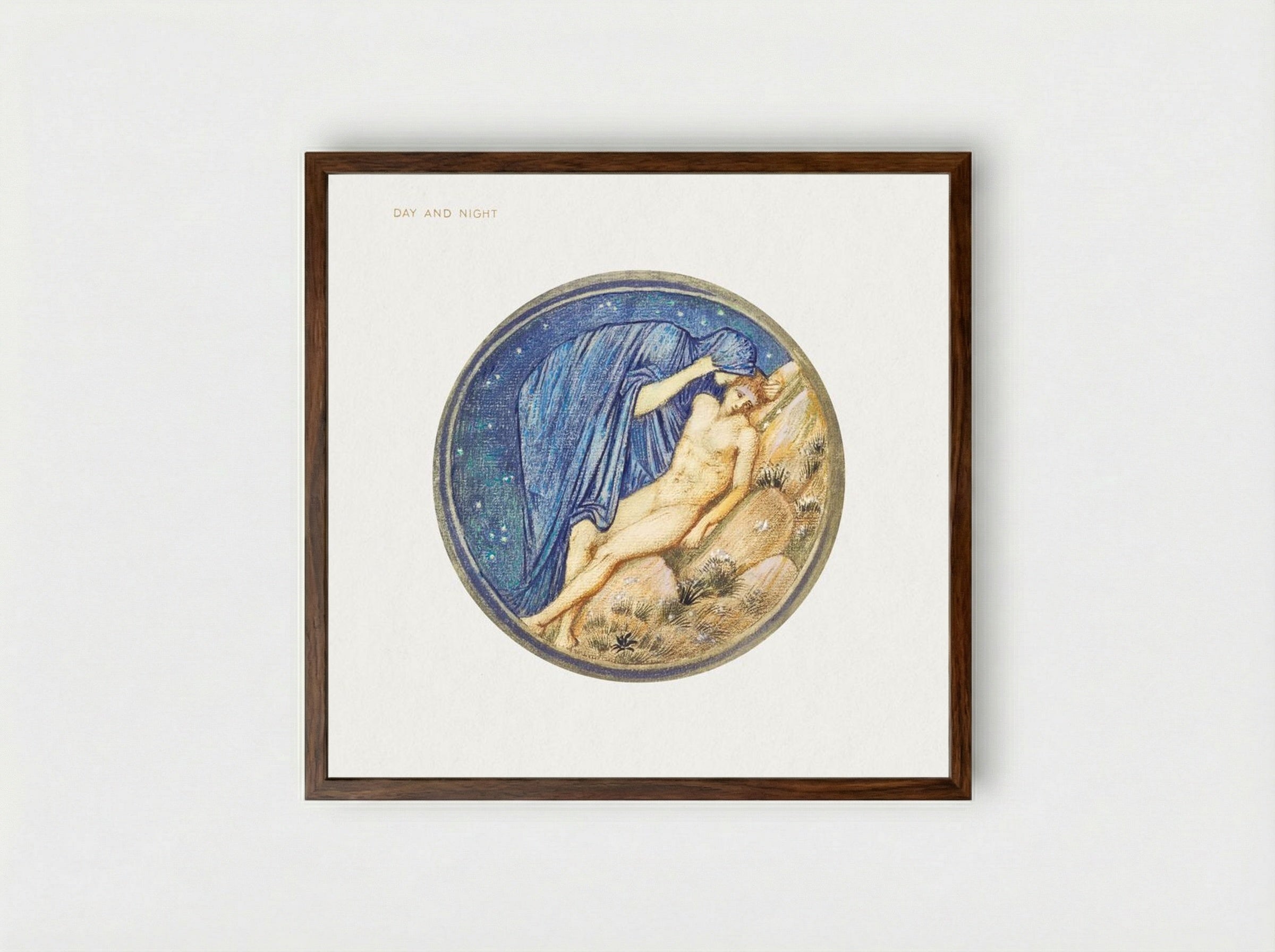 Day and Night from The Flower Book - Edward Burne-Jones - Framed Print Dark Wood