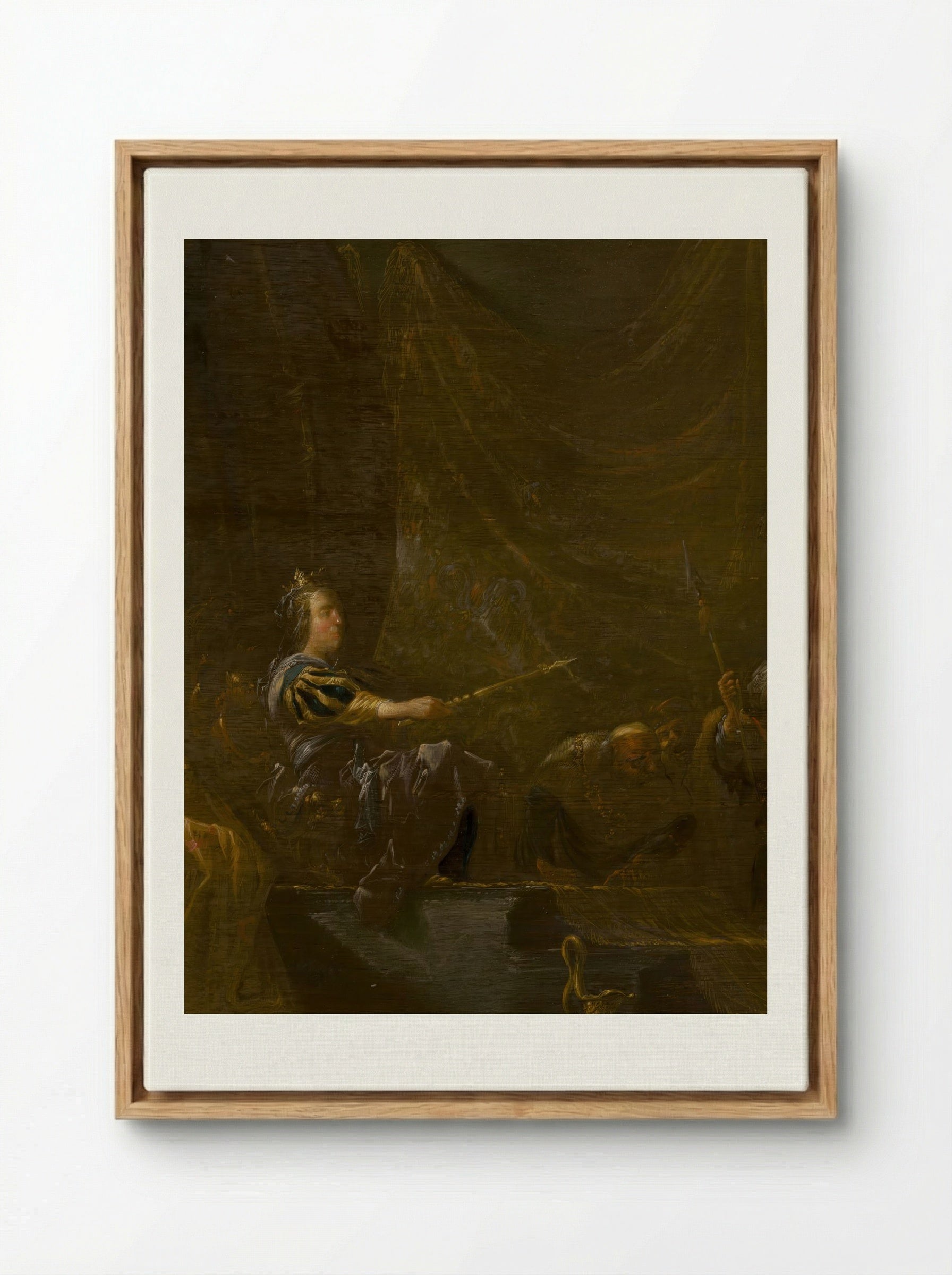 The Queen of Sheba Before Solomon - Erasmus Quellinus II - Framed Canvas Wood