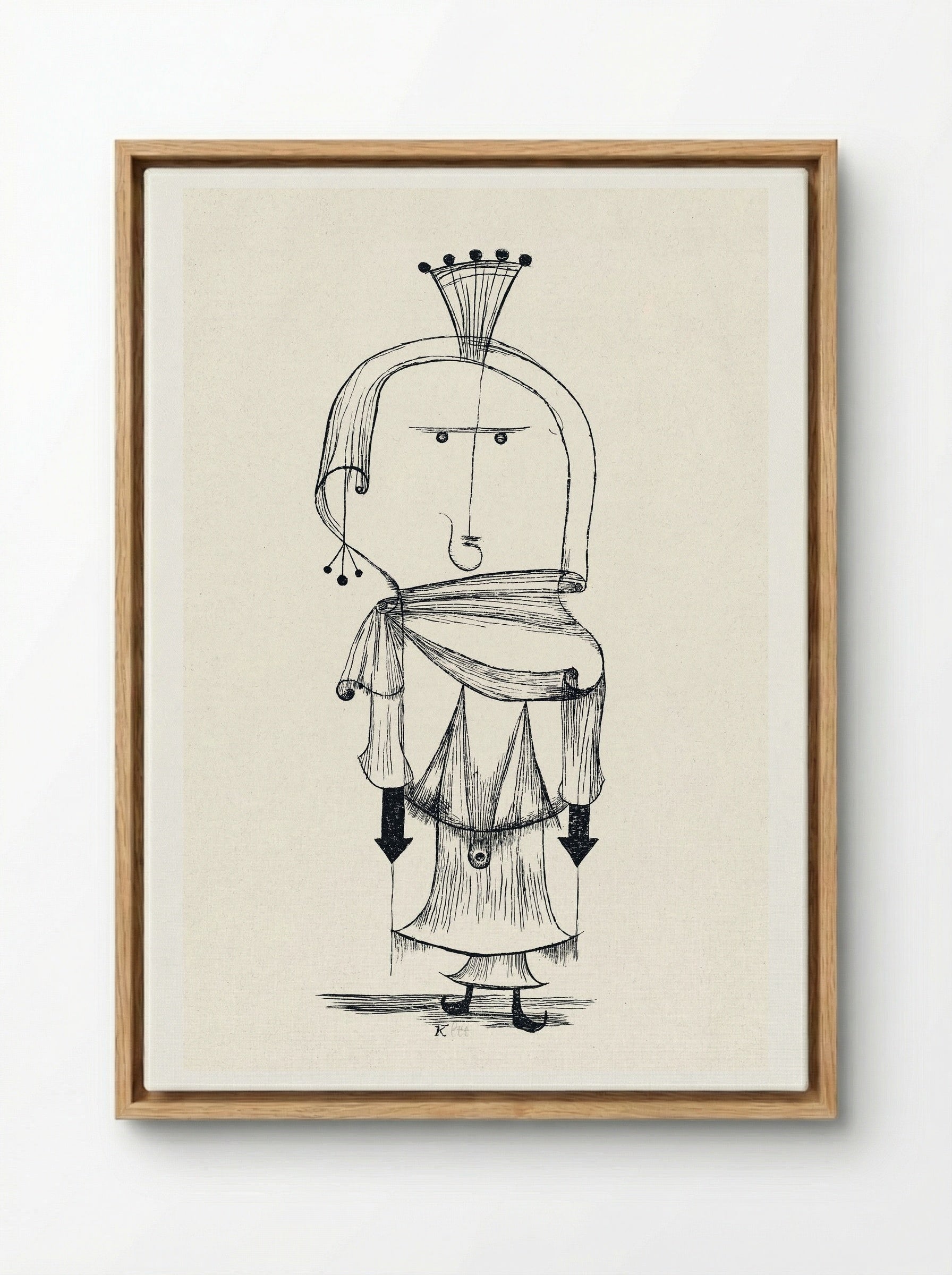 Die Hexe mit dem Kamm (Witch with a Comb) - Paul Klee - Framed Canvas Wood