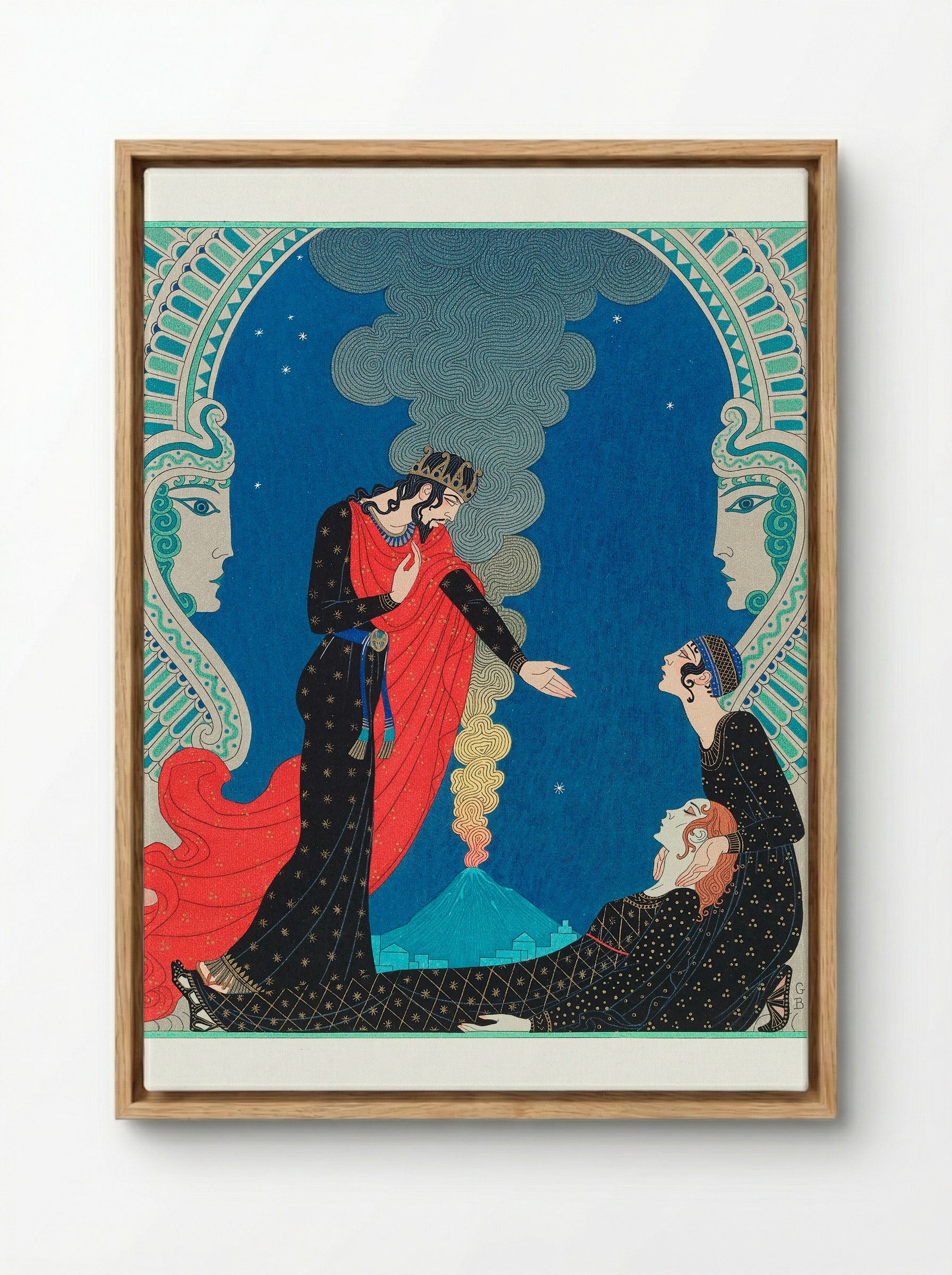 Empedocles and Panthea - George Barbier - Framed Canvas Wood