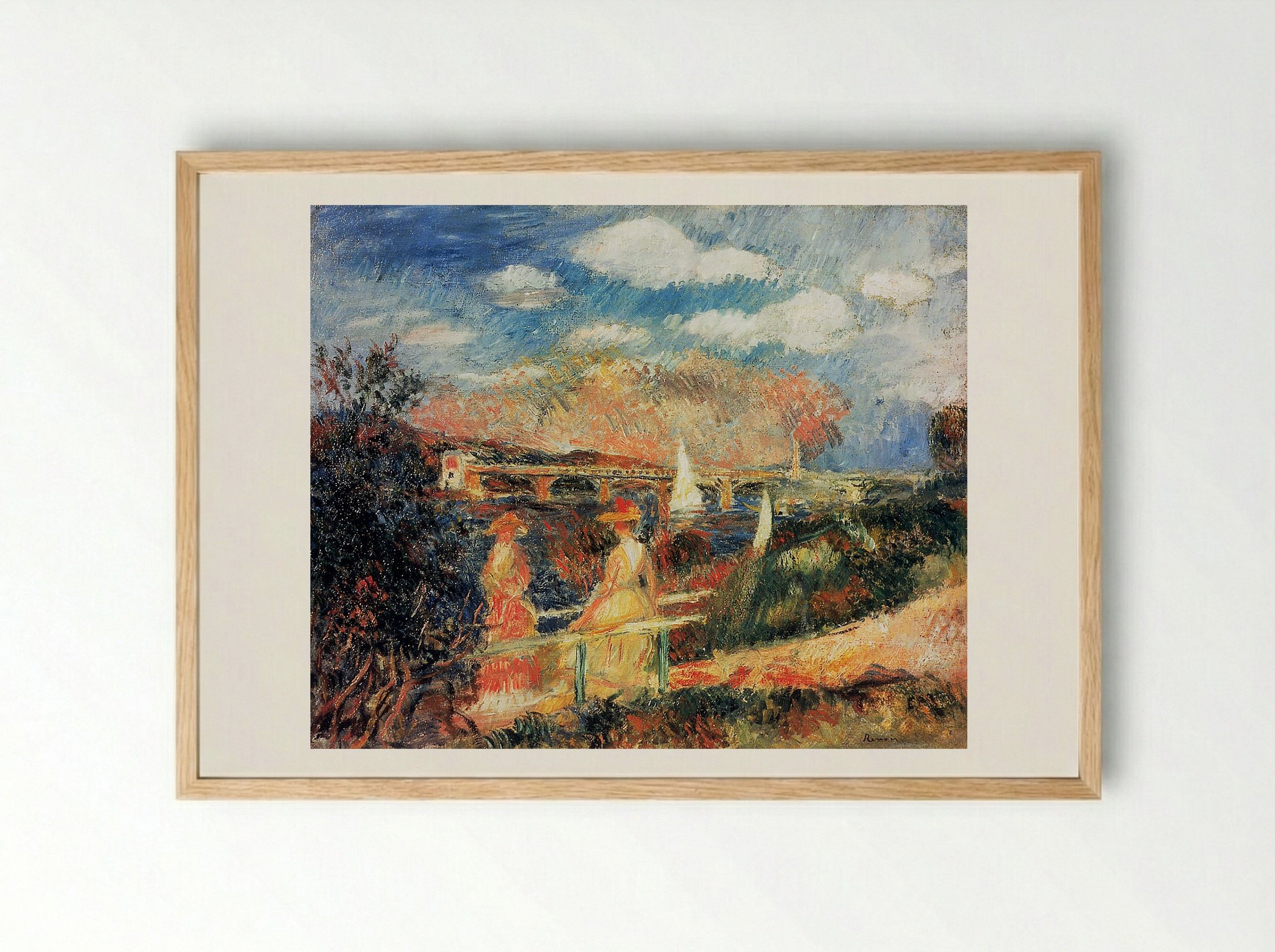 The Banks of the Seine at Argenteuil - Pierre-Auguste Renoir - Framed Print Wood
