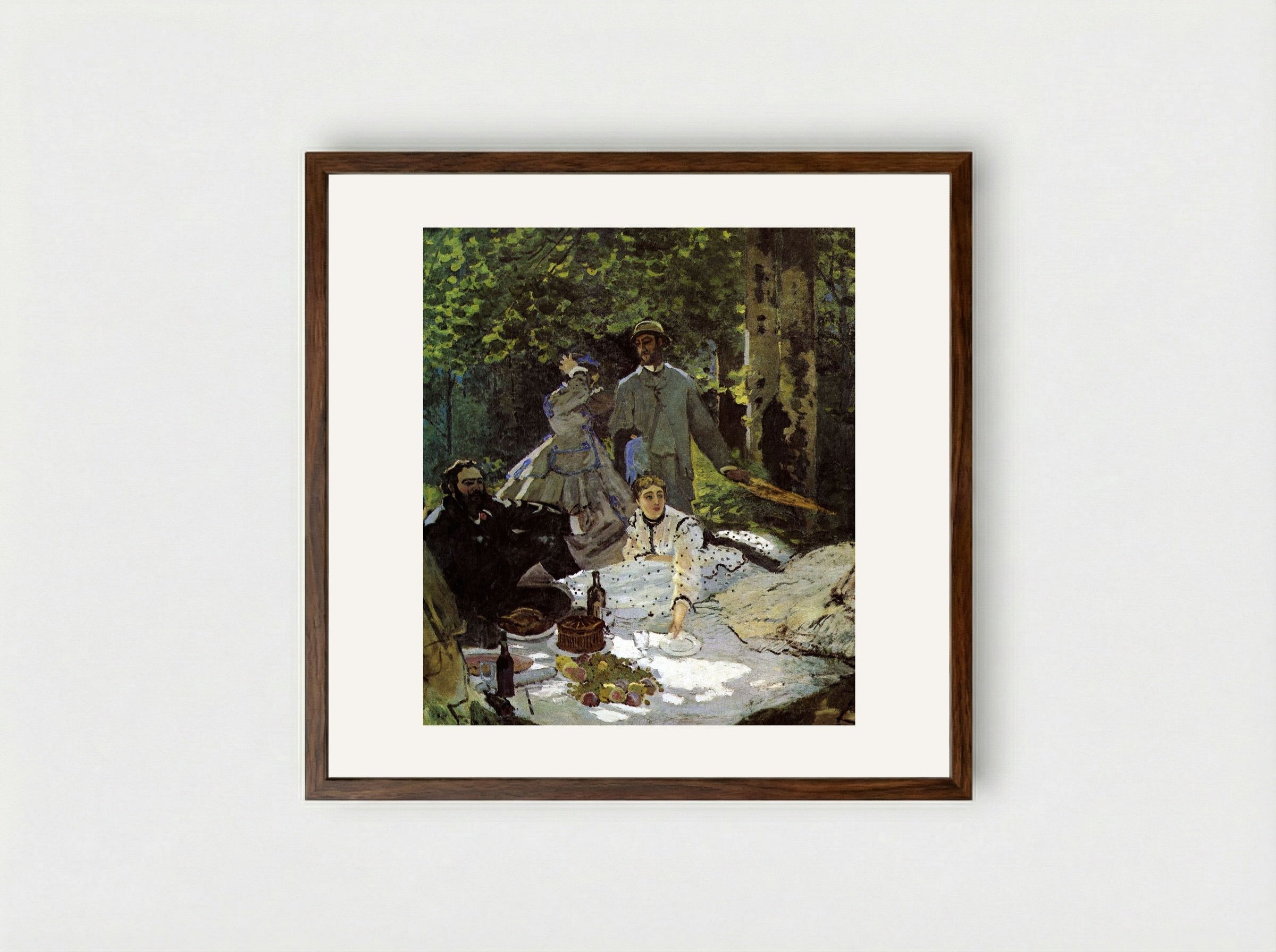 Le Déjeuner sur l'herbe - Claude Monet - Framed Print Dark Wood