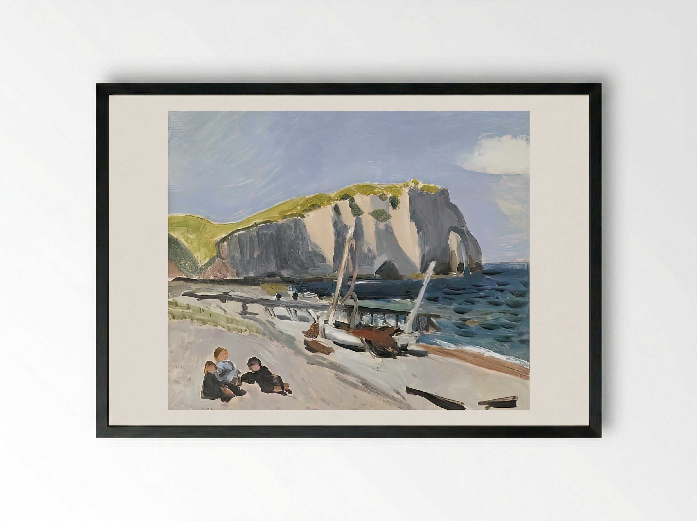 Falaises d’Aval by Henri Matisse – Fauvist Coastal Cliff Scene Print - Framed Print Black