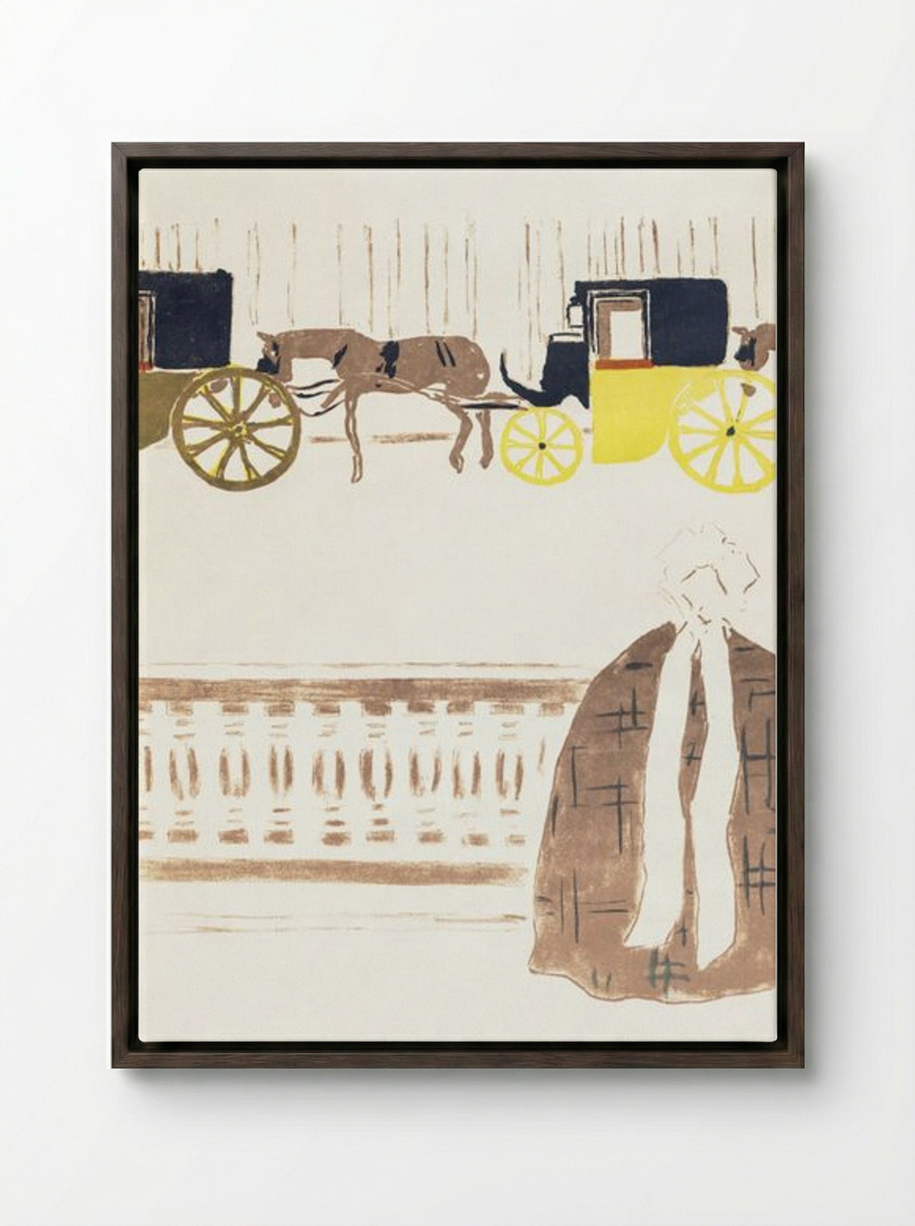 Nursemaids' Promenade, Frieze of Carriages - Pierre Bonnard - Framed Canvas Dark Wood