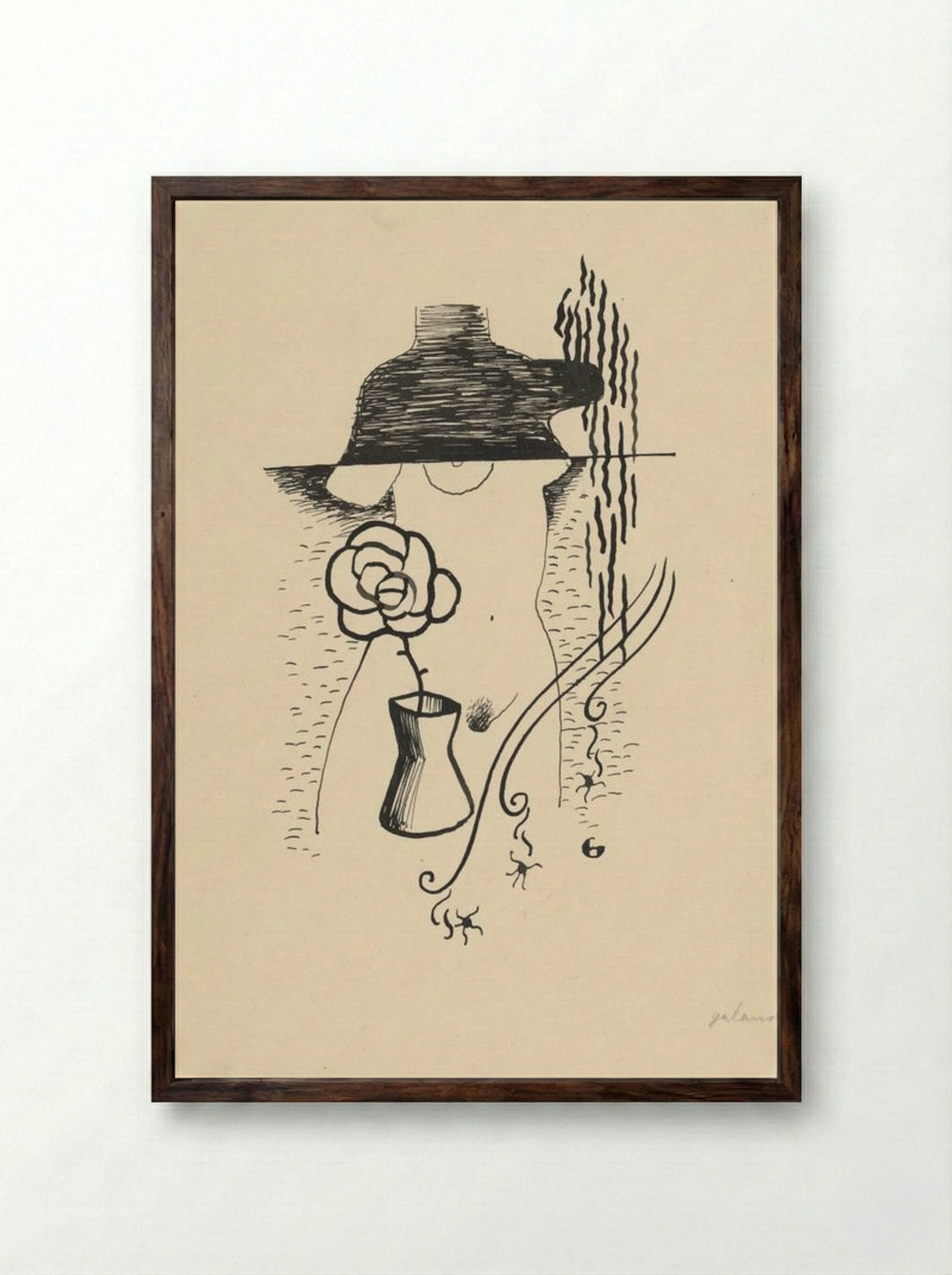 Woman and Flower - Mikuláš Galanda - Framed Print Dark Wood