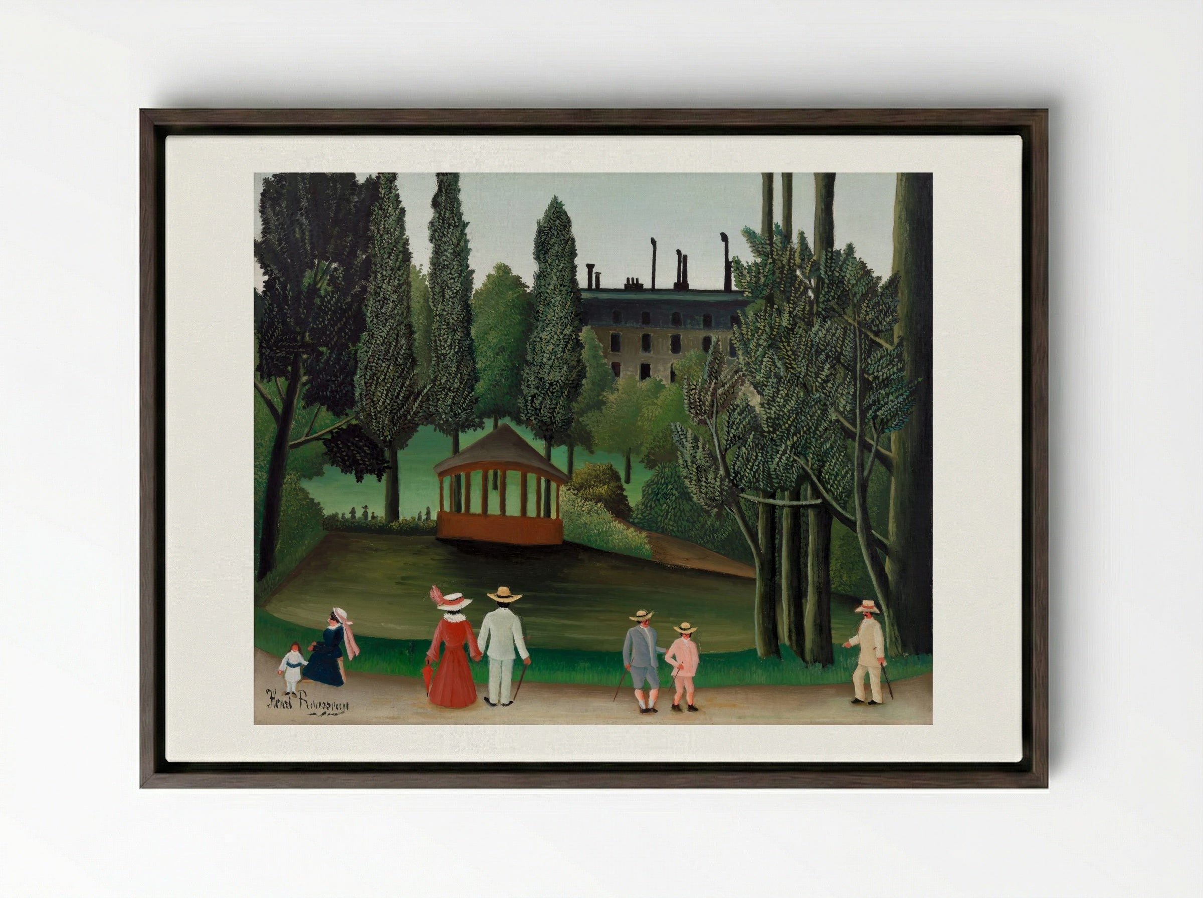 View of Montsouris Park, the Kiosk - Henri Rousseau - Framed Canvas Dark Wood