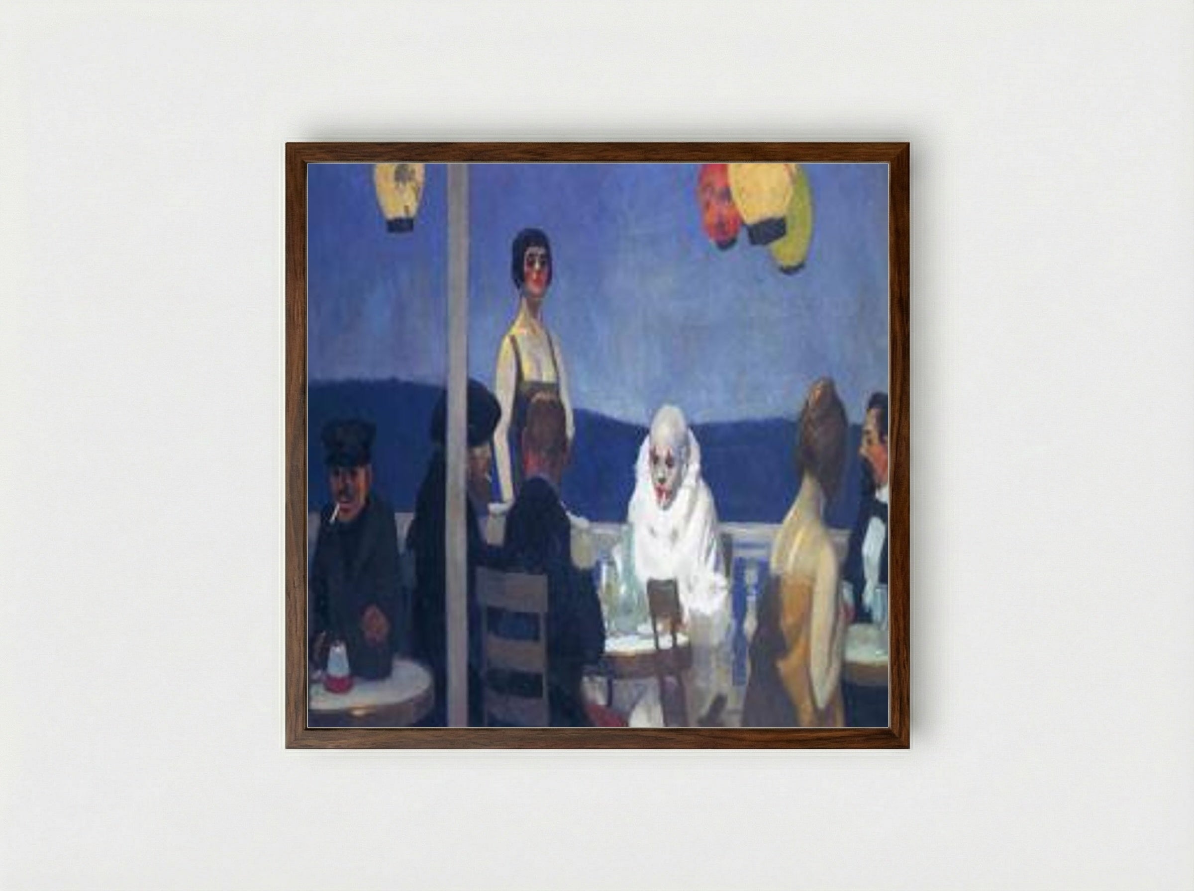 Blue Night - Edward Hopper - Framed Print Dark Wood