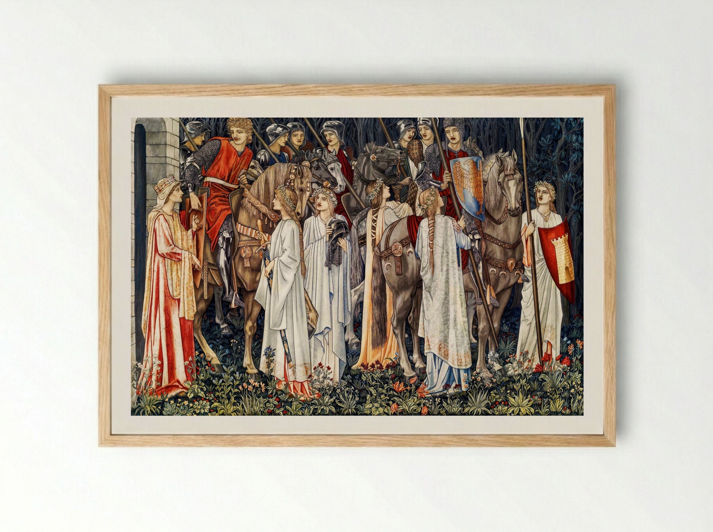 The Arming and Departure of the Knights - William Morris - Framed Print Wood