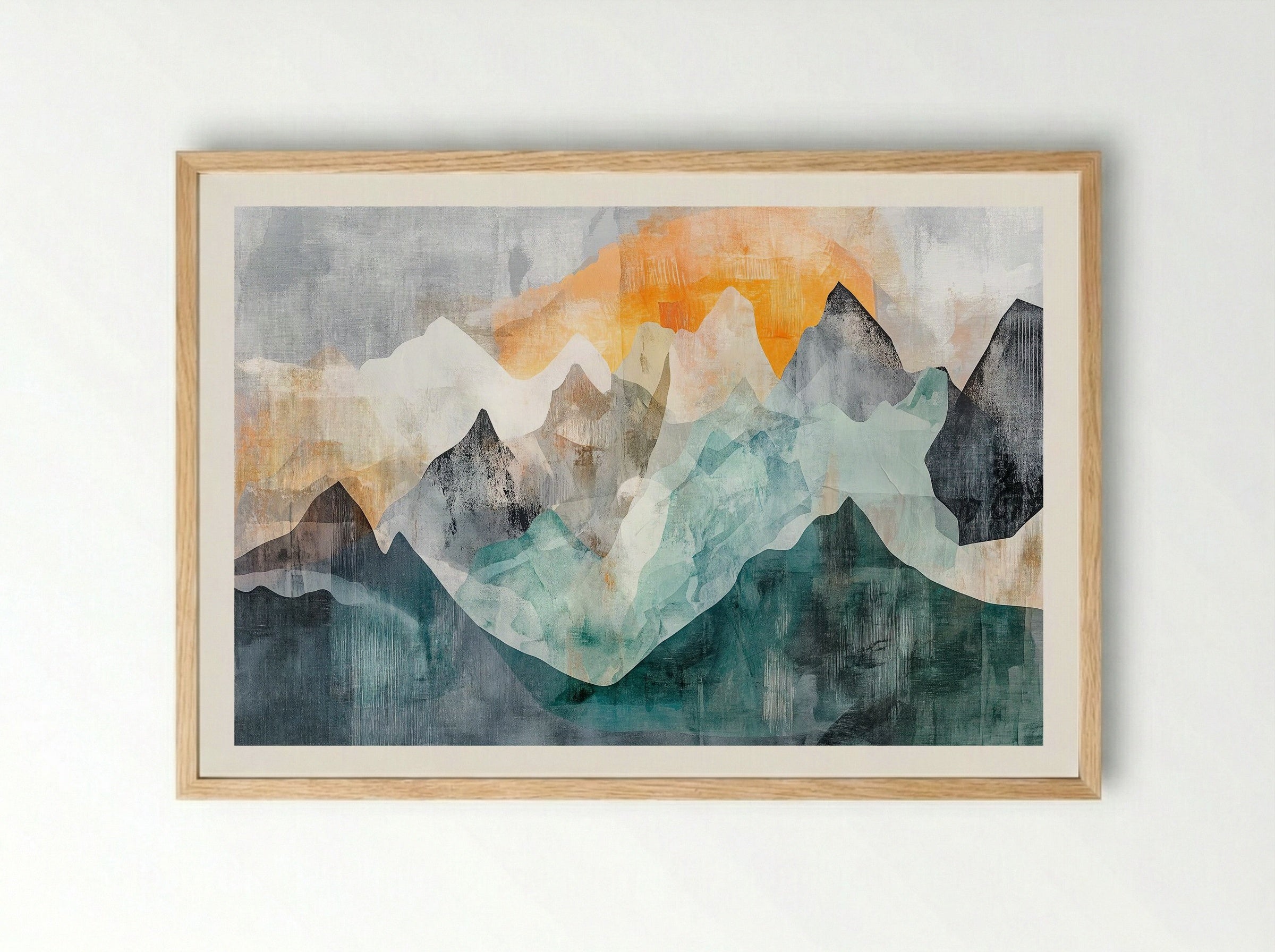 Sunrise Range – Abstract Mountain Landscape (Triptych 1 of 3) - Framed Print Wood