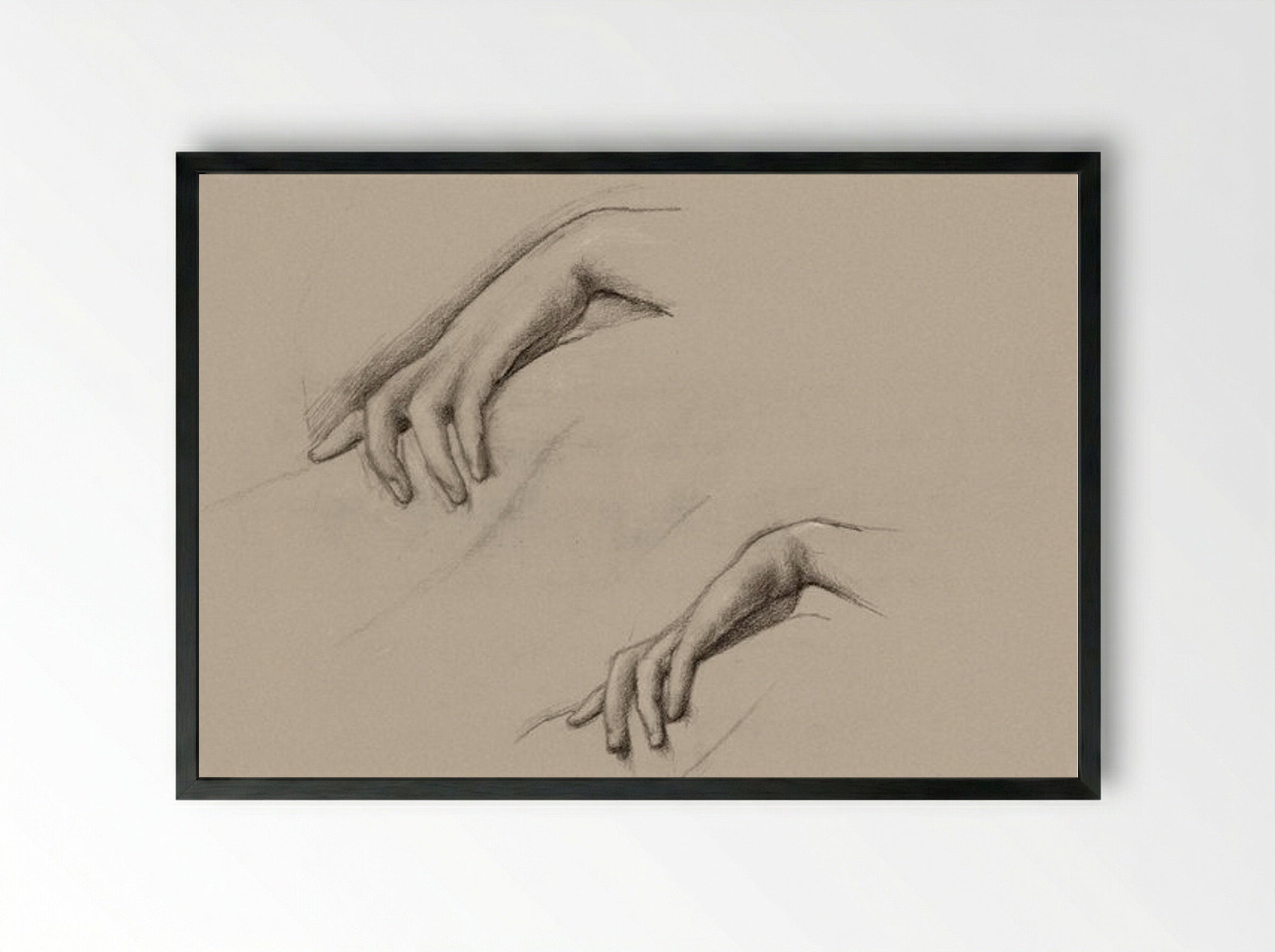 Studies for a Hand in 'The Godhead Fires' - Edward Burne-Jones - Framed Print Black