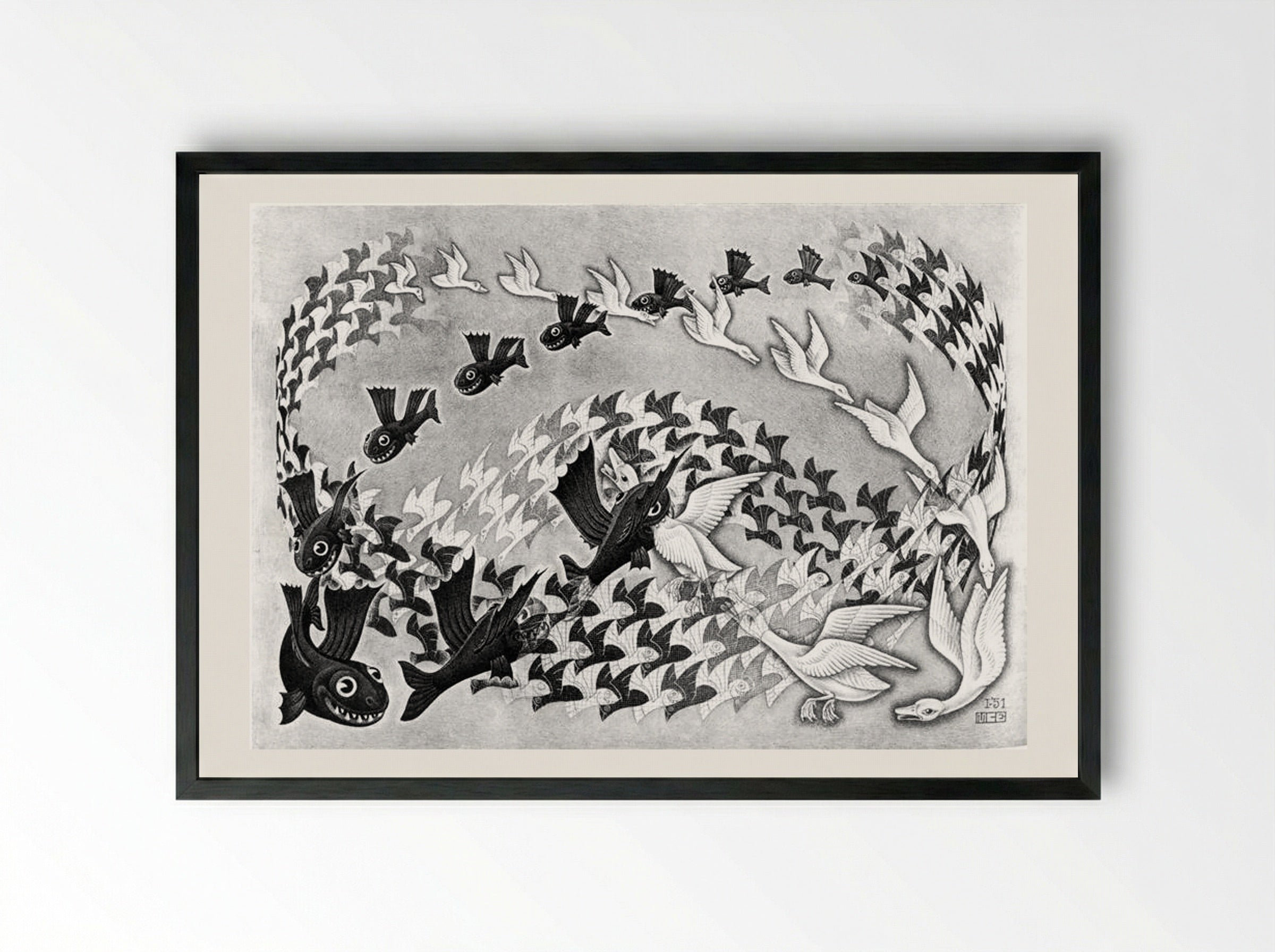 Predestination - M.C. Escher - Framed Print Black