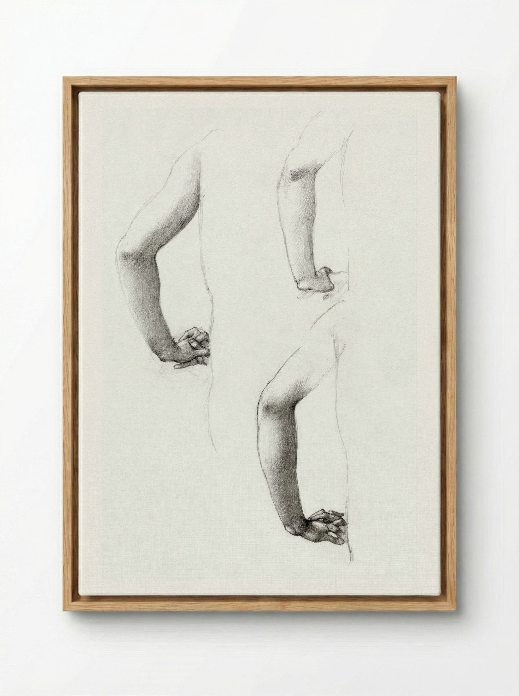 Studies of an Arm and Hands - Edward Burne-Jones - Framed Canvas Wood