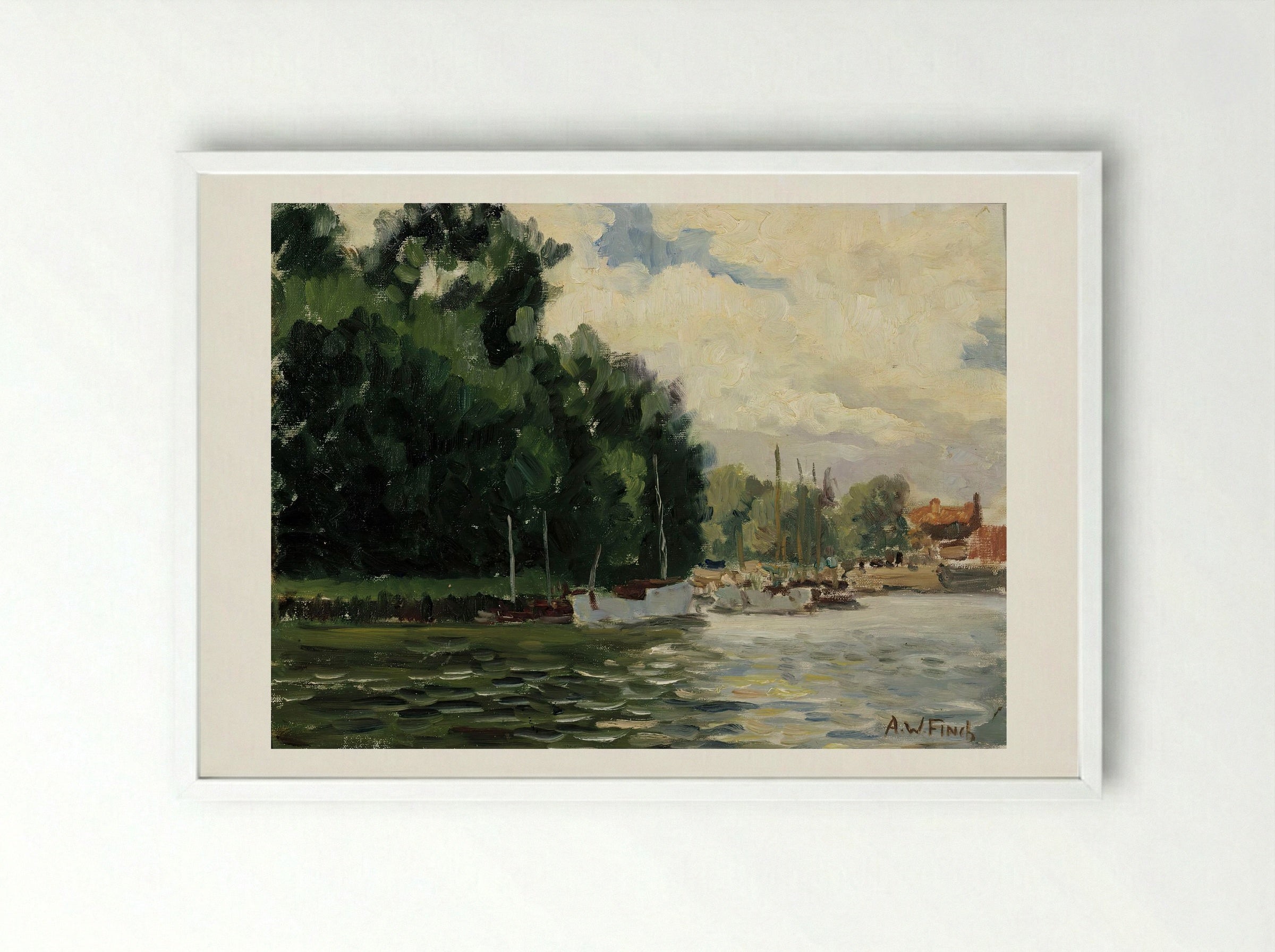 Richmond, Thames - Alfred William Finch - Framed Print White