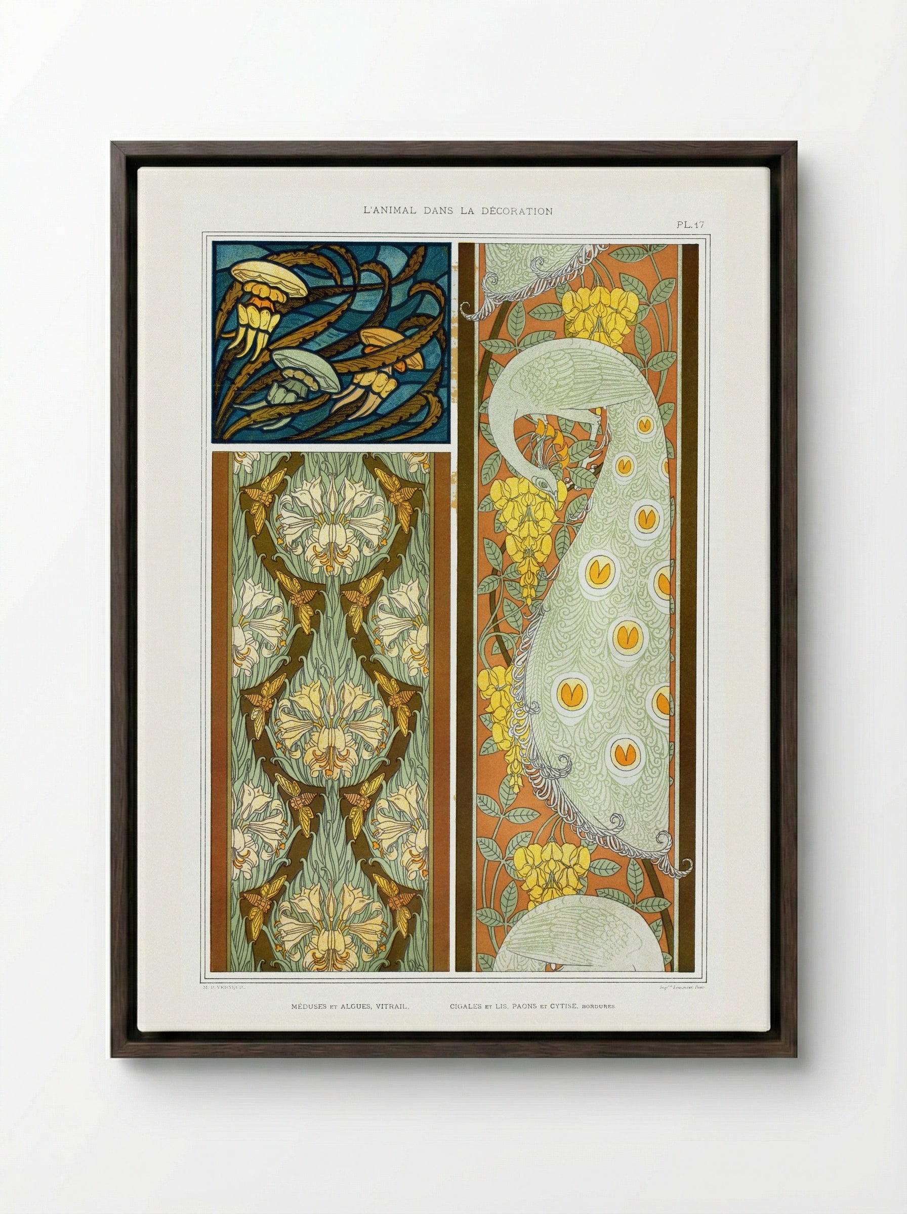 L'Animal dans la Décoration, Plate 17 - Maurice Pillard Verneuil - Framed Canvas Dark Wood