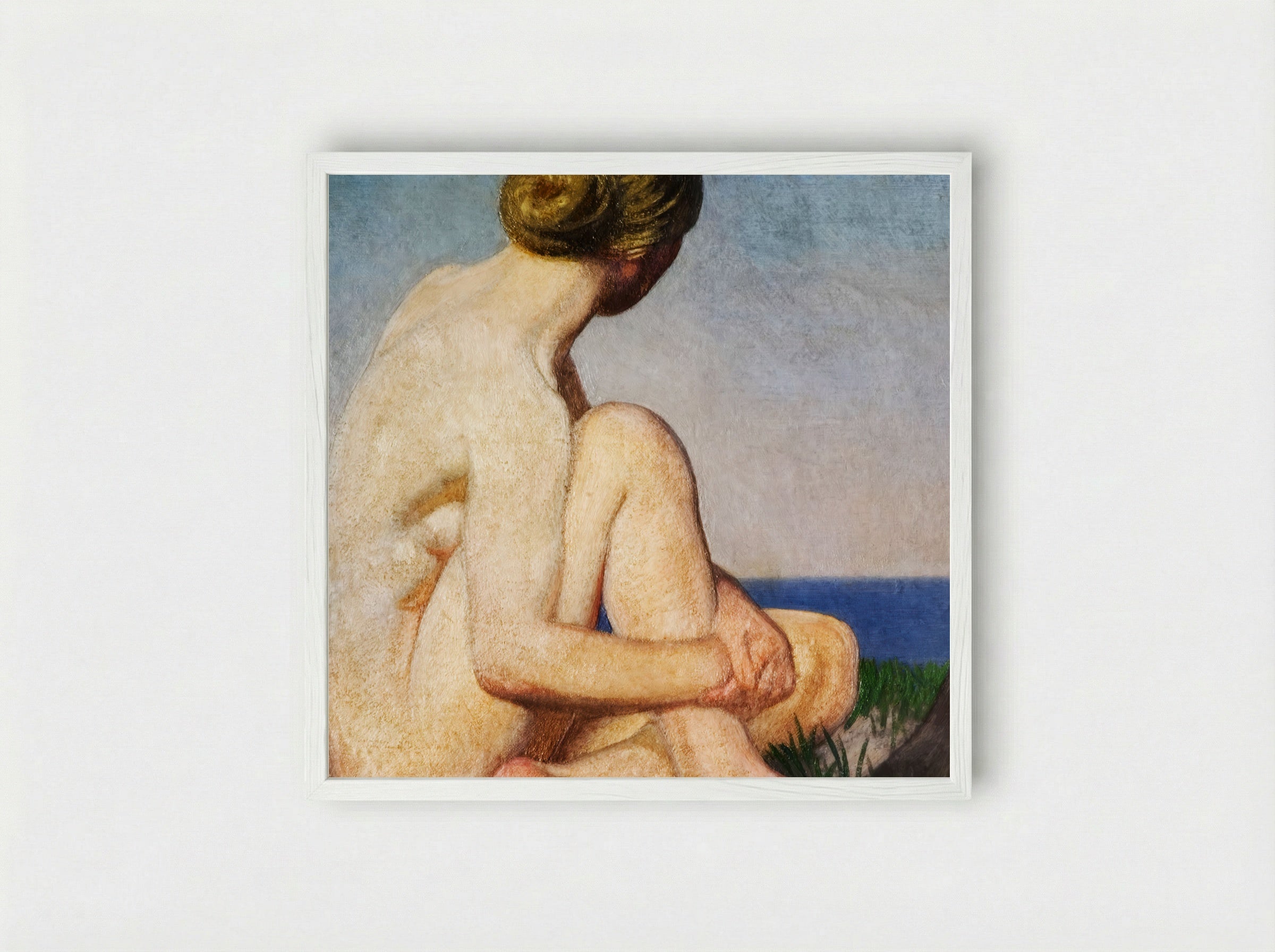 The Watcher - George Clausen - Framed Print White