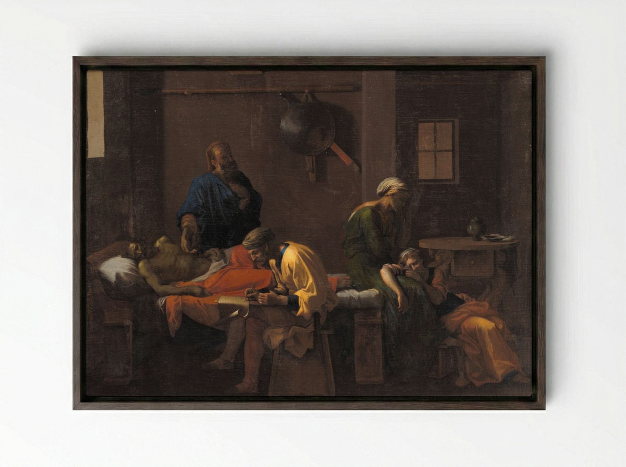 The Testament of Eudamidas - Nicolas Poussin - Framed Canvas Dark Wood