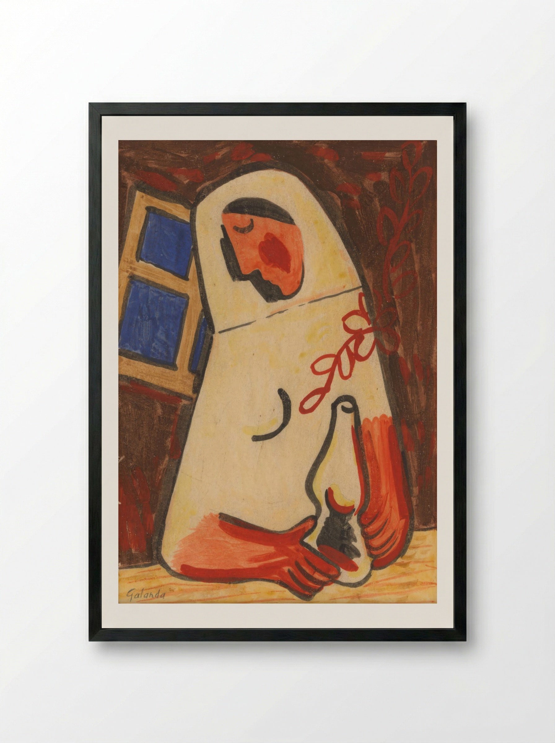 Sitting Woman - Mikuláš Galanda - Framed Print Black