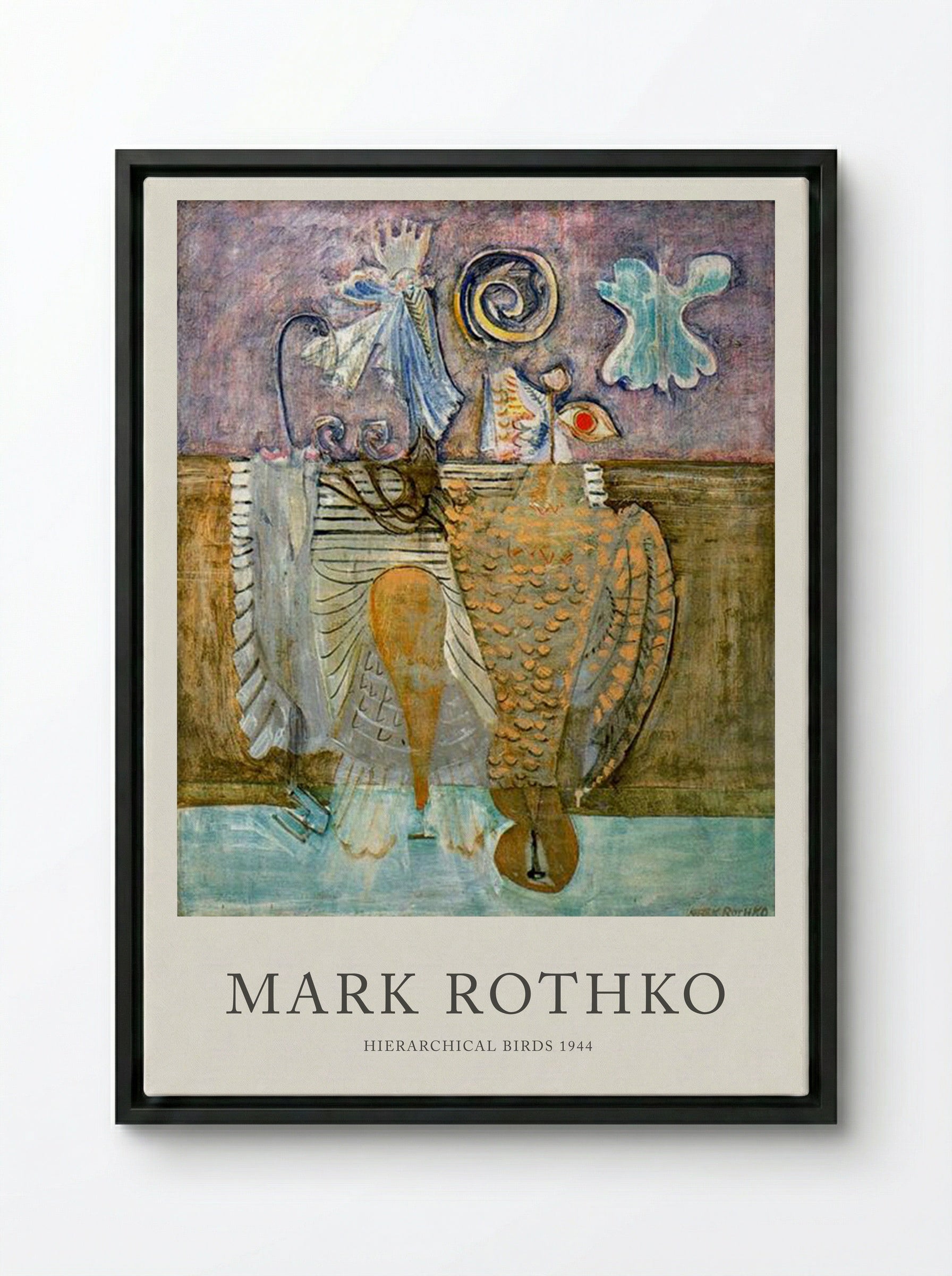 Hierarchical Birds - Mark Rothko - Framed Canvas Black