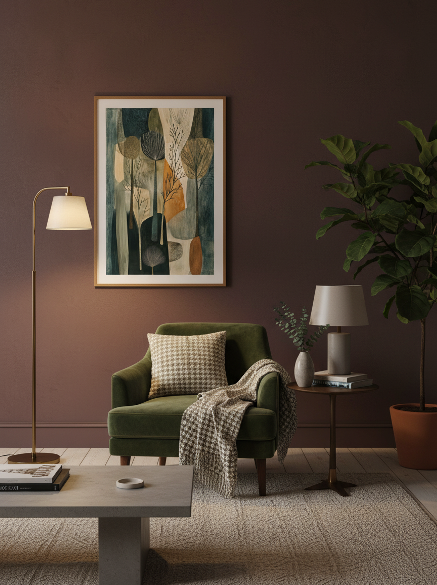 Still Grove – Modern Woodland Silhouette in Earth Tones - Lifestyle