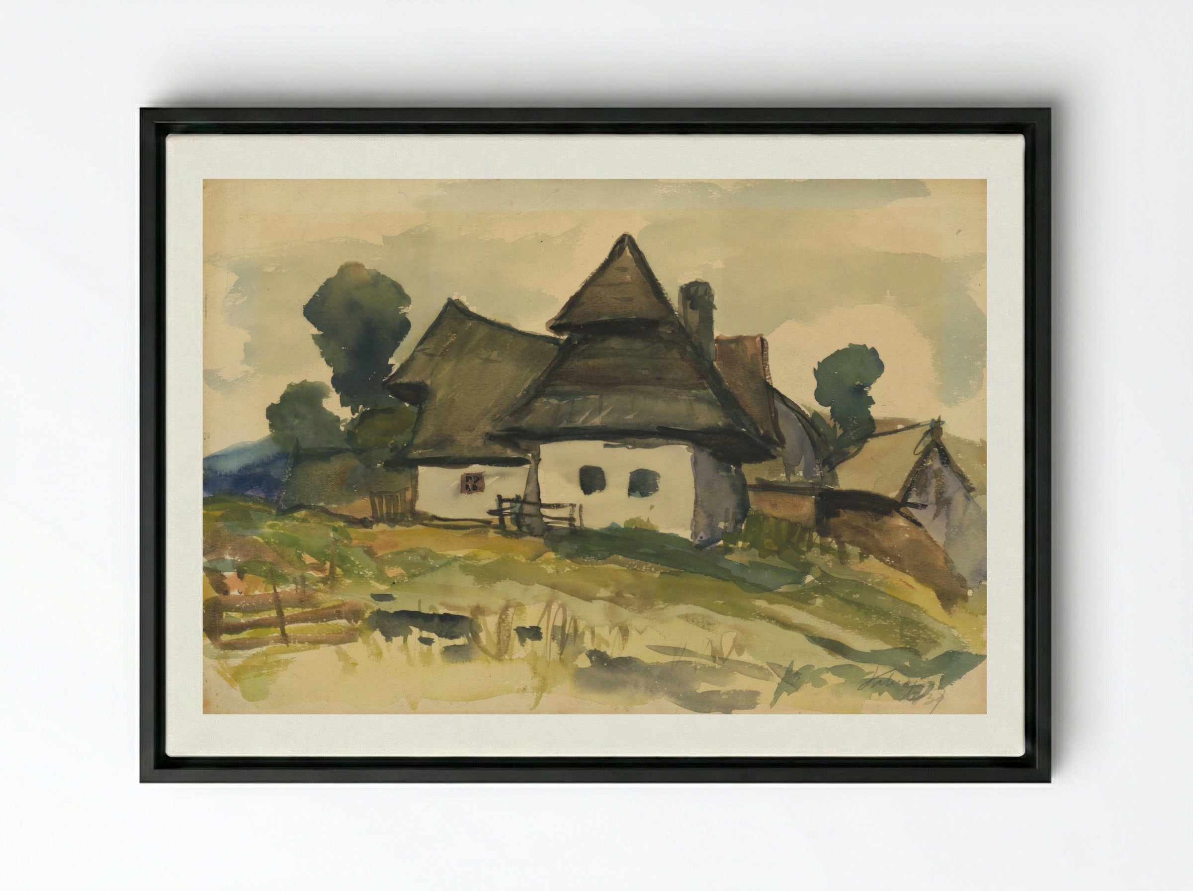 Village Motif - Zolo Palugyay - Framed Canvas Black