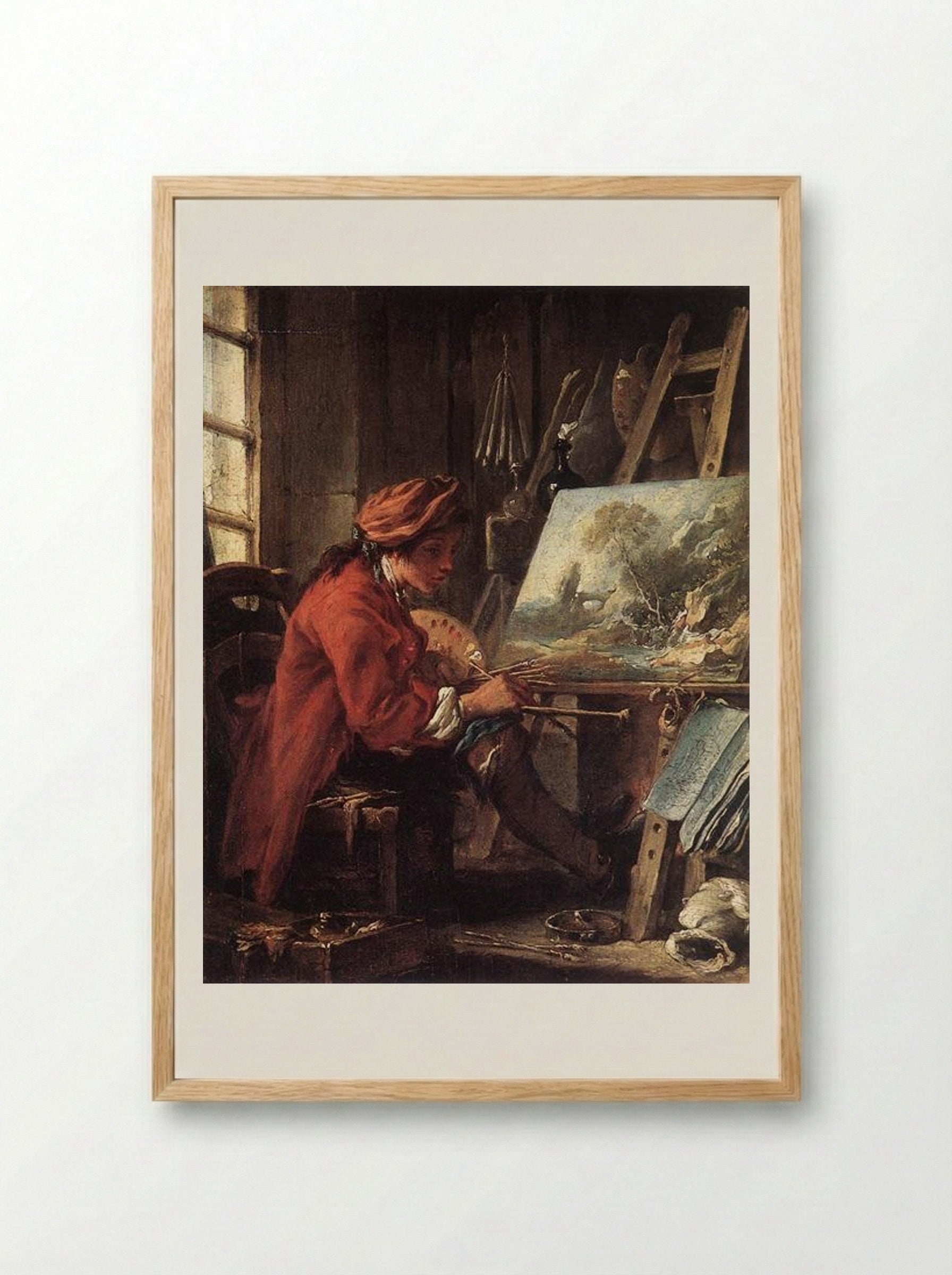 The Painter in his Studio - François Boucher - Framed Print Wood