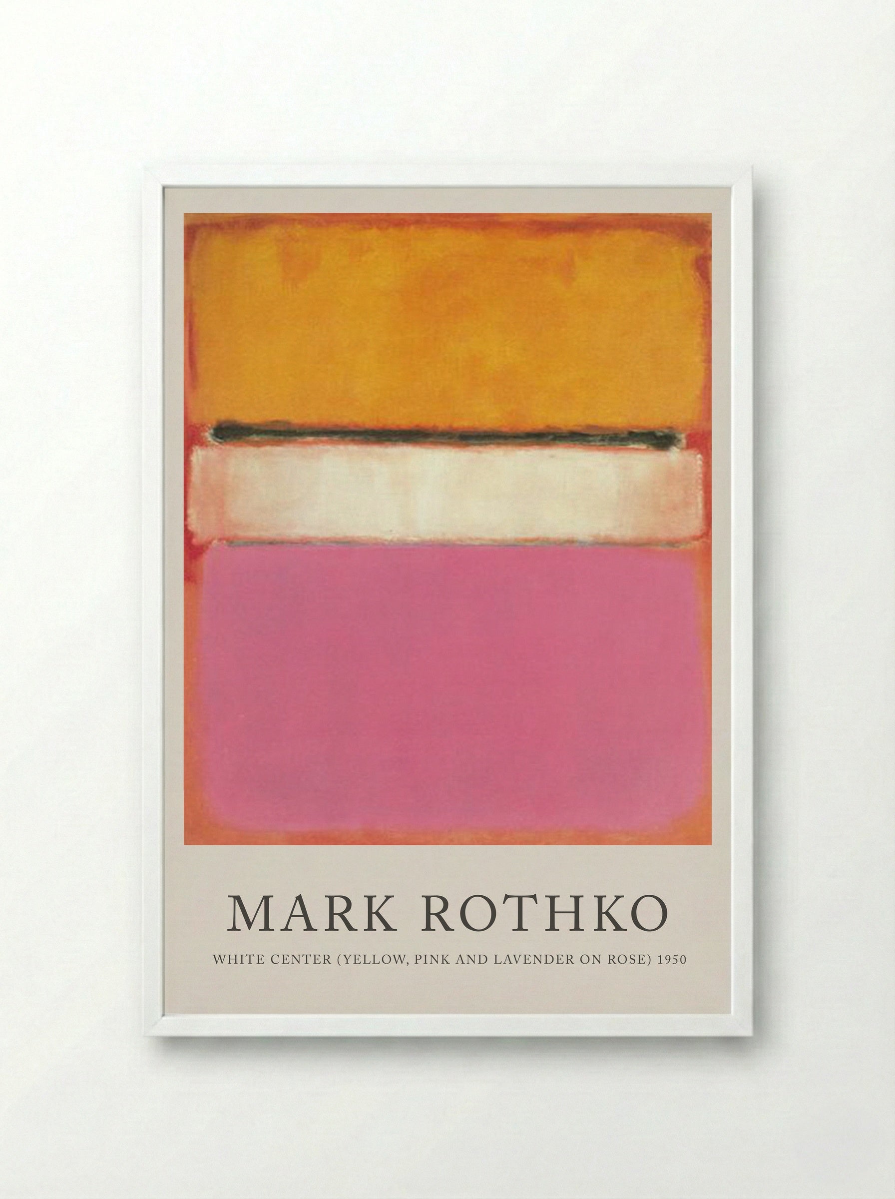 White Center (Yellow, Pink and Lavender on Rose) - Mark Rothko - Framed Print White