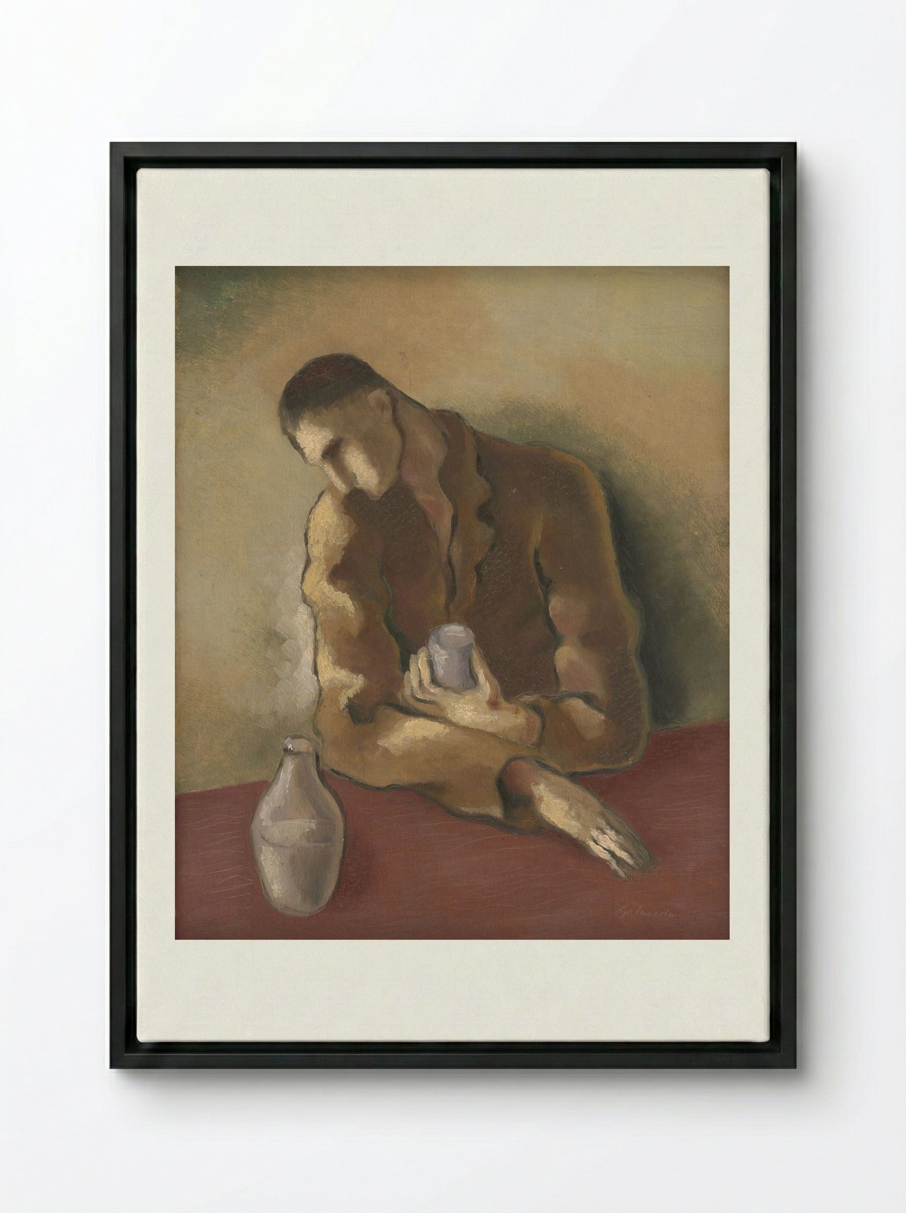 Drunkard - Mikuláš Galanda - Framed Canvas Black