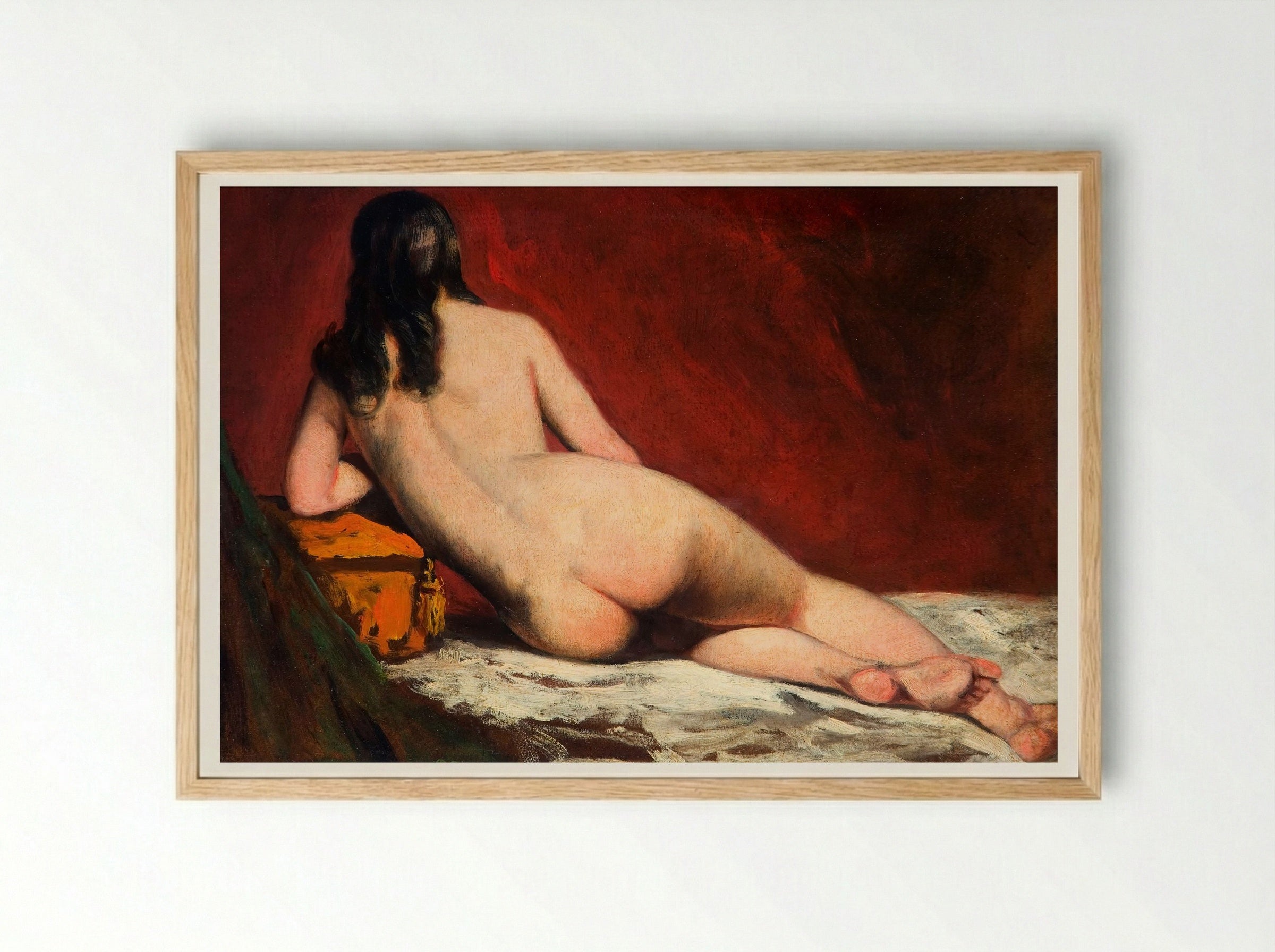 Nude Study of a Reclining Woman - William Etty - Framed Print Wood