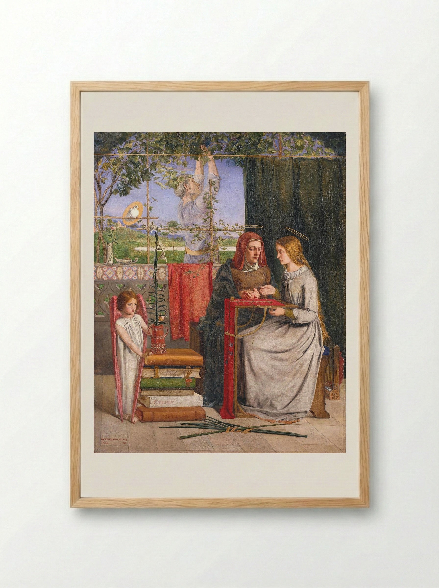 The Girlhood of Mary Virgin - Dante Gabriel Rossetti - Framed Print Wood