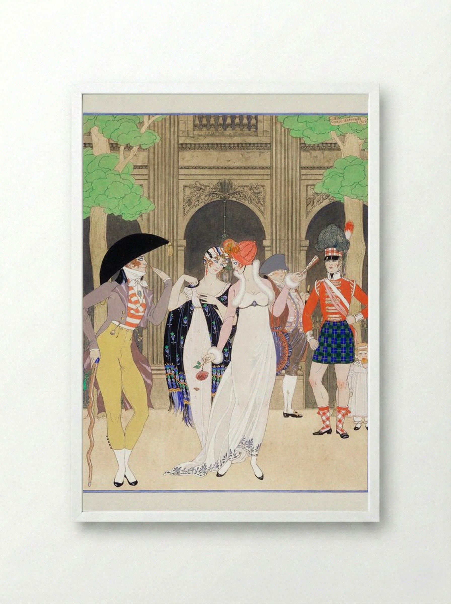 La Merveilleuse au Palais Royal - George Barbier - Framed Print White