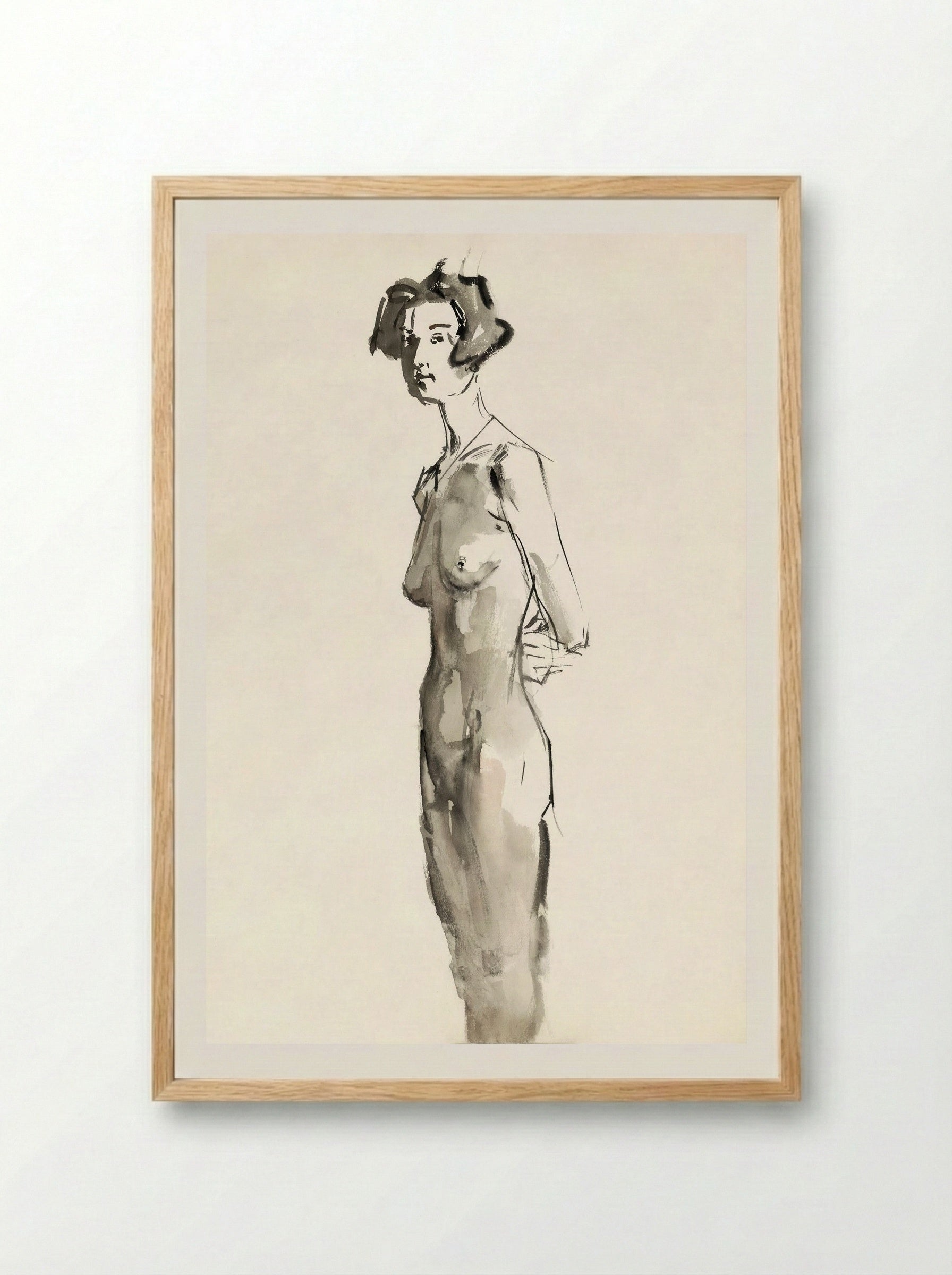 Standing Female Nude - Isaac Israels - Framed Print Wood