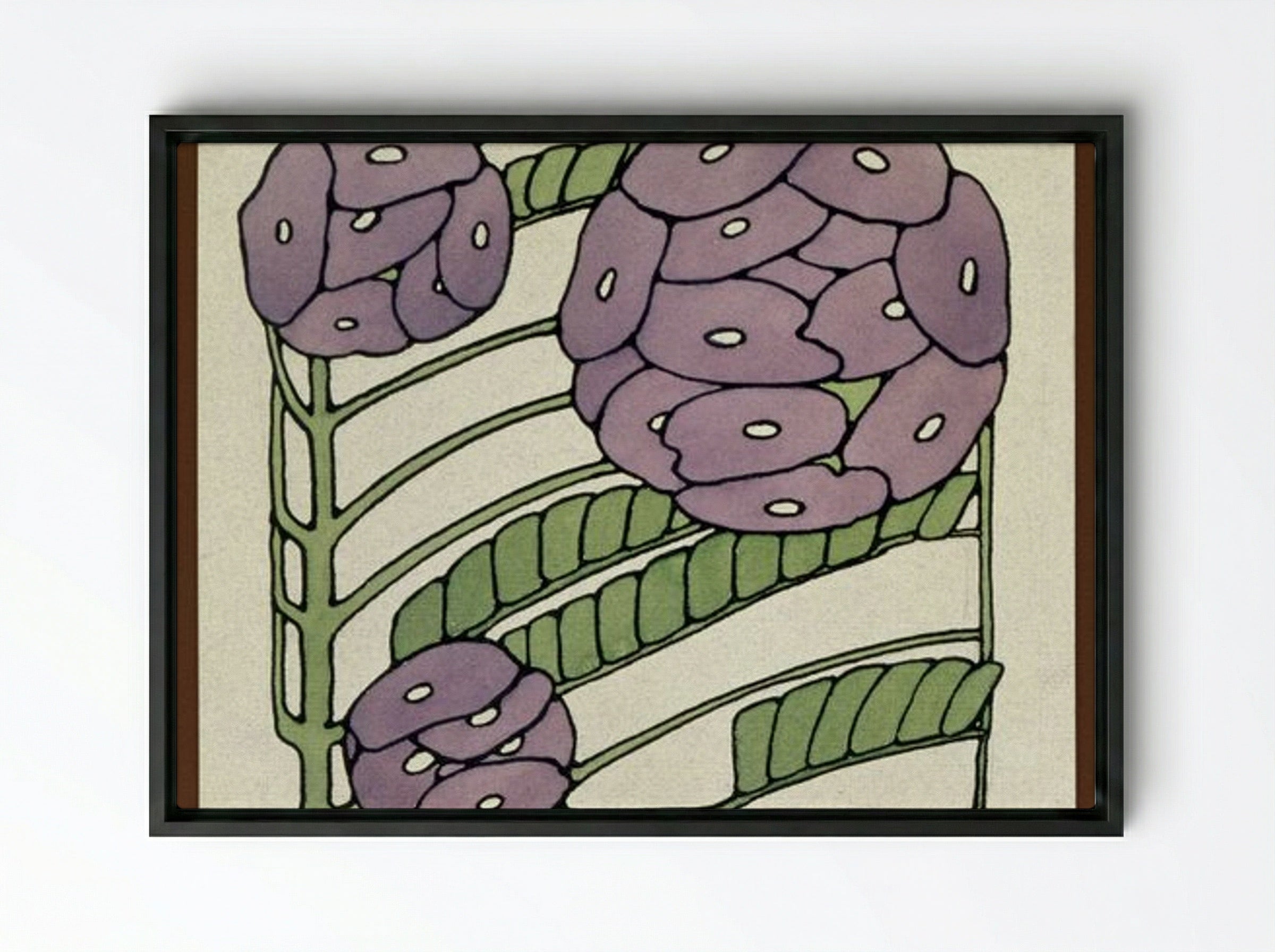 Purple Stylized Floral - Hannah Borger Overbeck - Framed Canvas Black