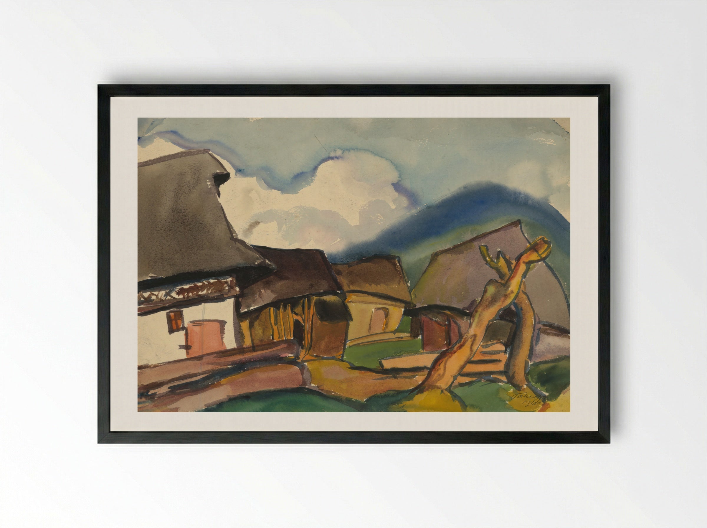 Village Scene - Zolo Palugyay - Framed Print Black