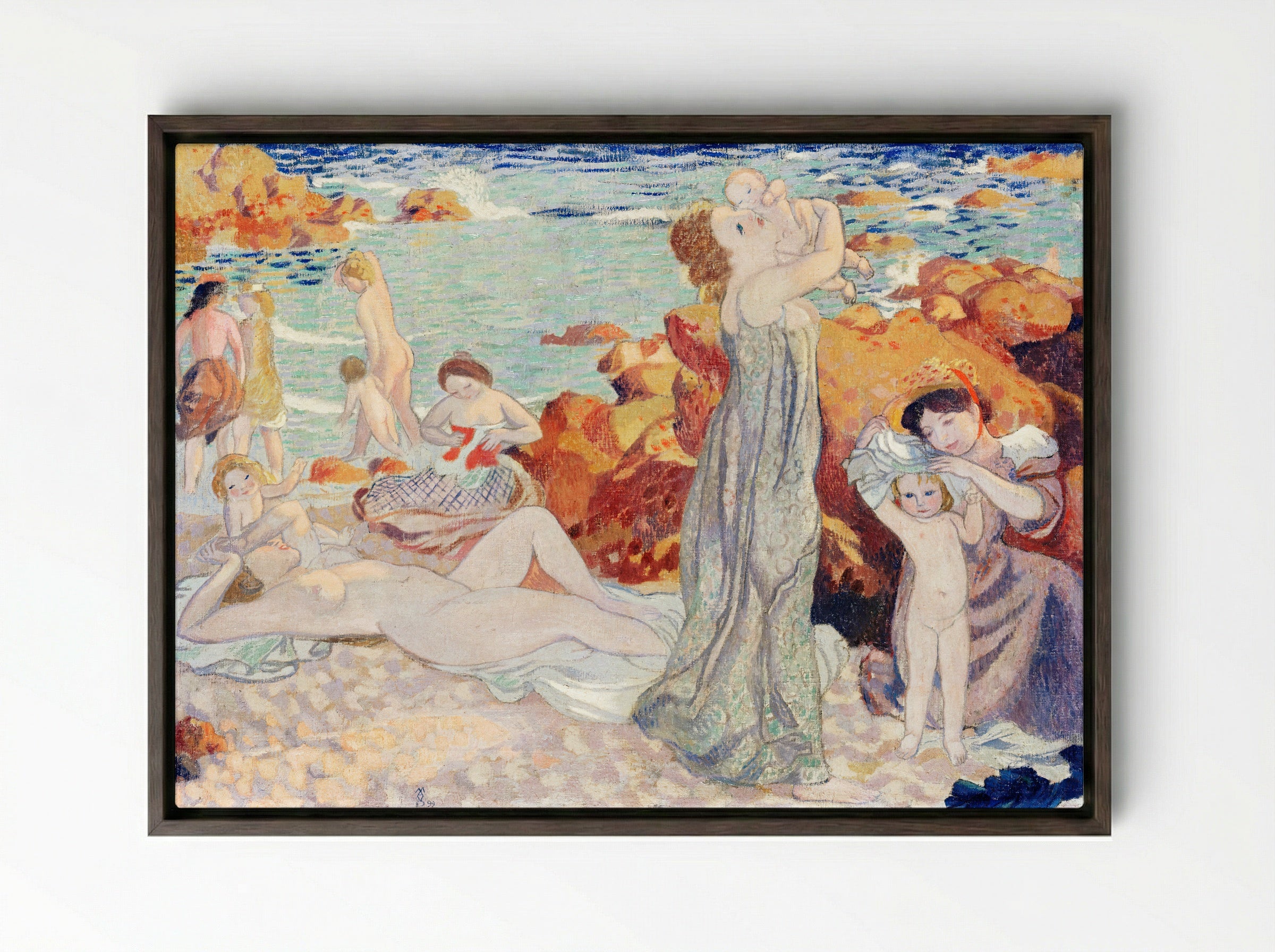 Bathers, Pouldu Beach - Maurice Denis - Framed Canvas Dark Wood