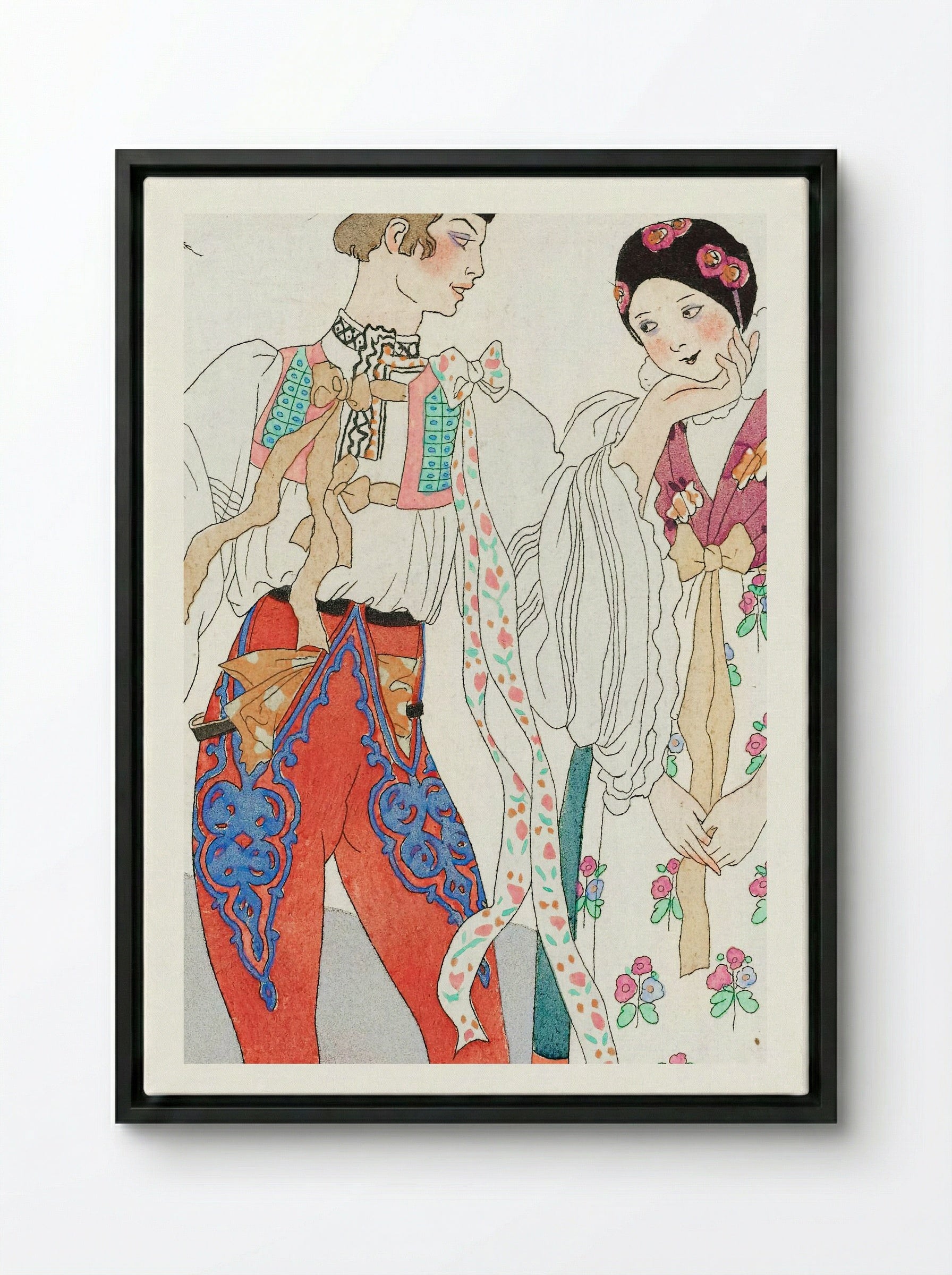 Le Coq du Village - George Barbier - Framed Canvas Black