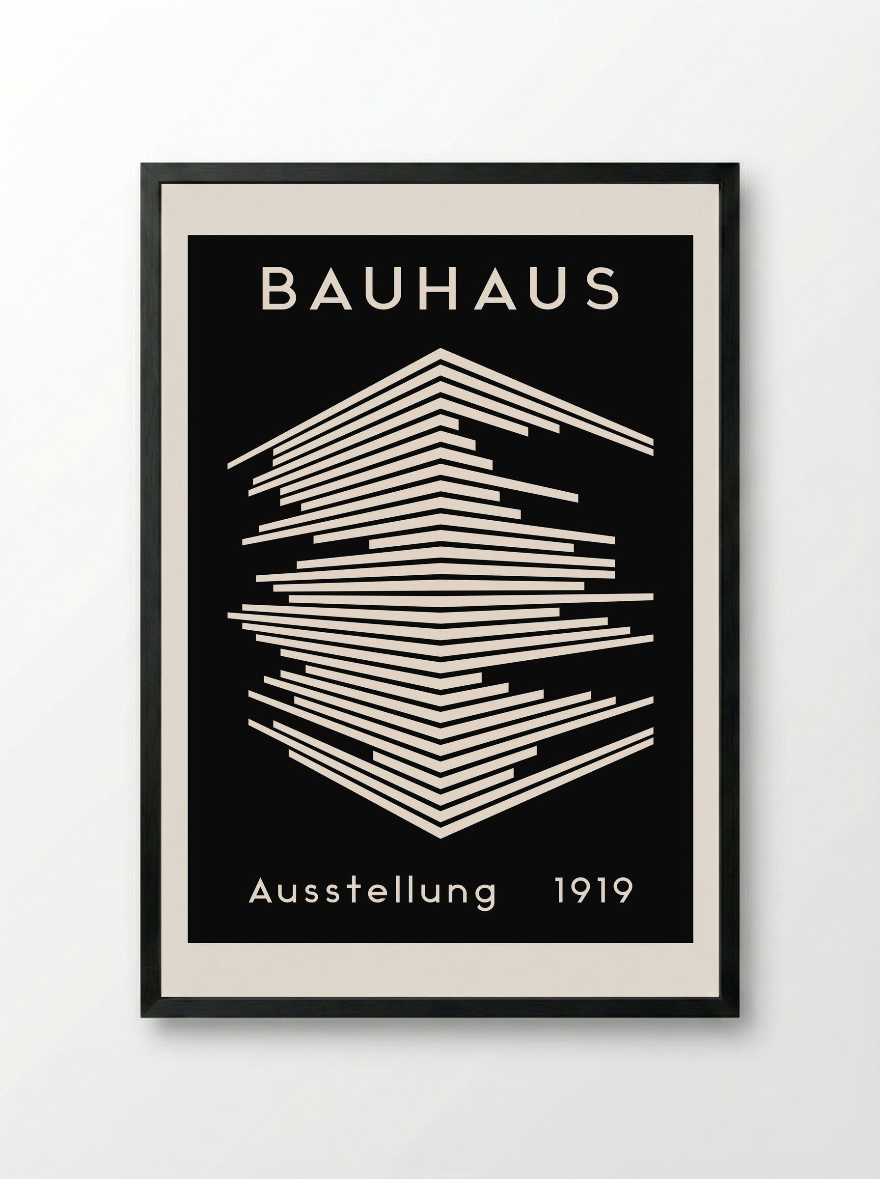 Bauhaus Architectural Lines on Black - Framed Print Black