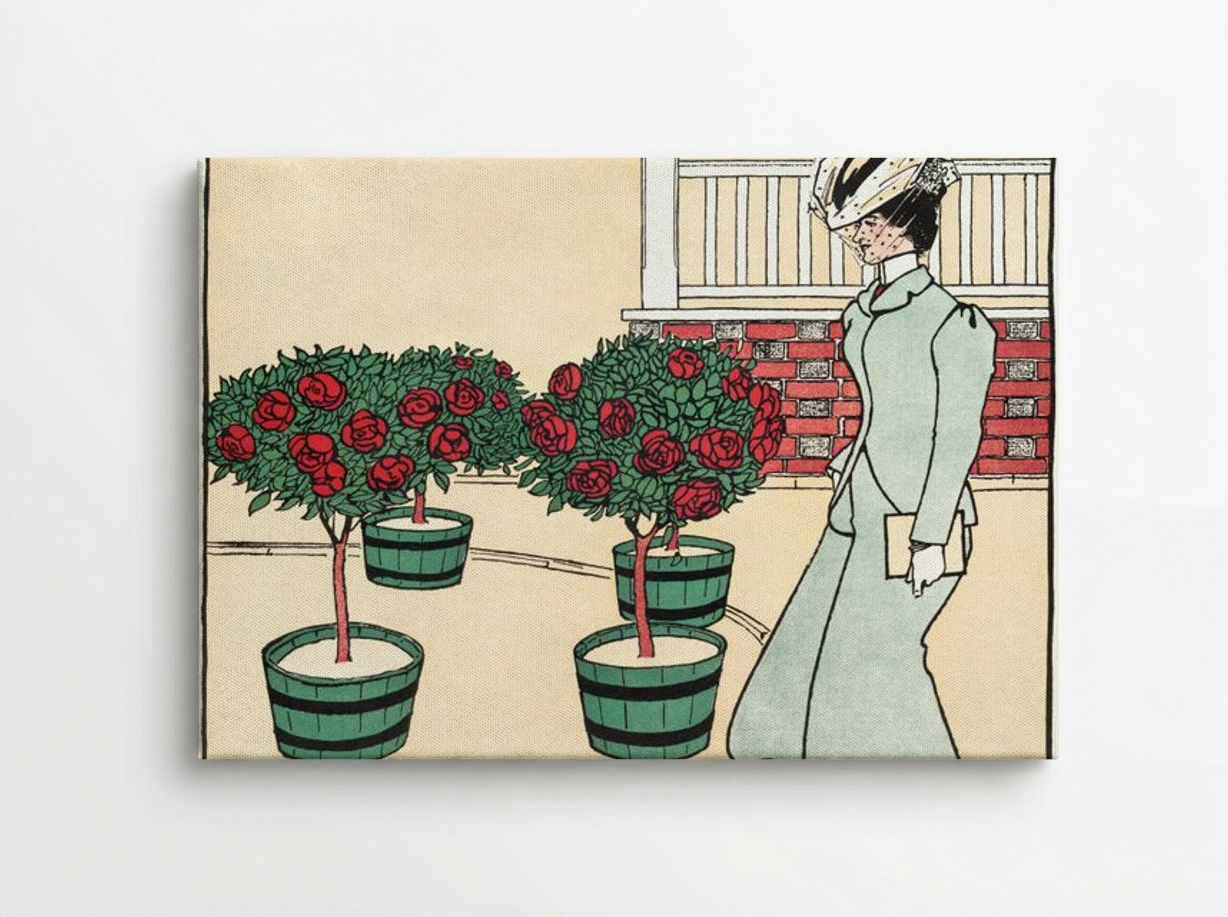 Woman in Rose Garden - Edward Penfield - Canvas