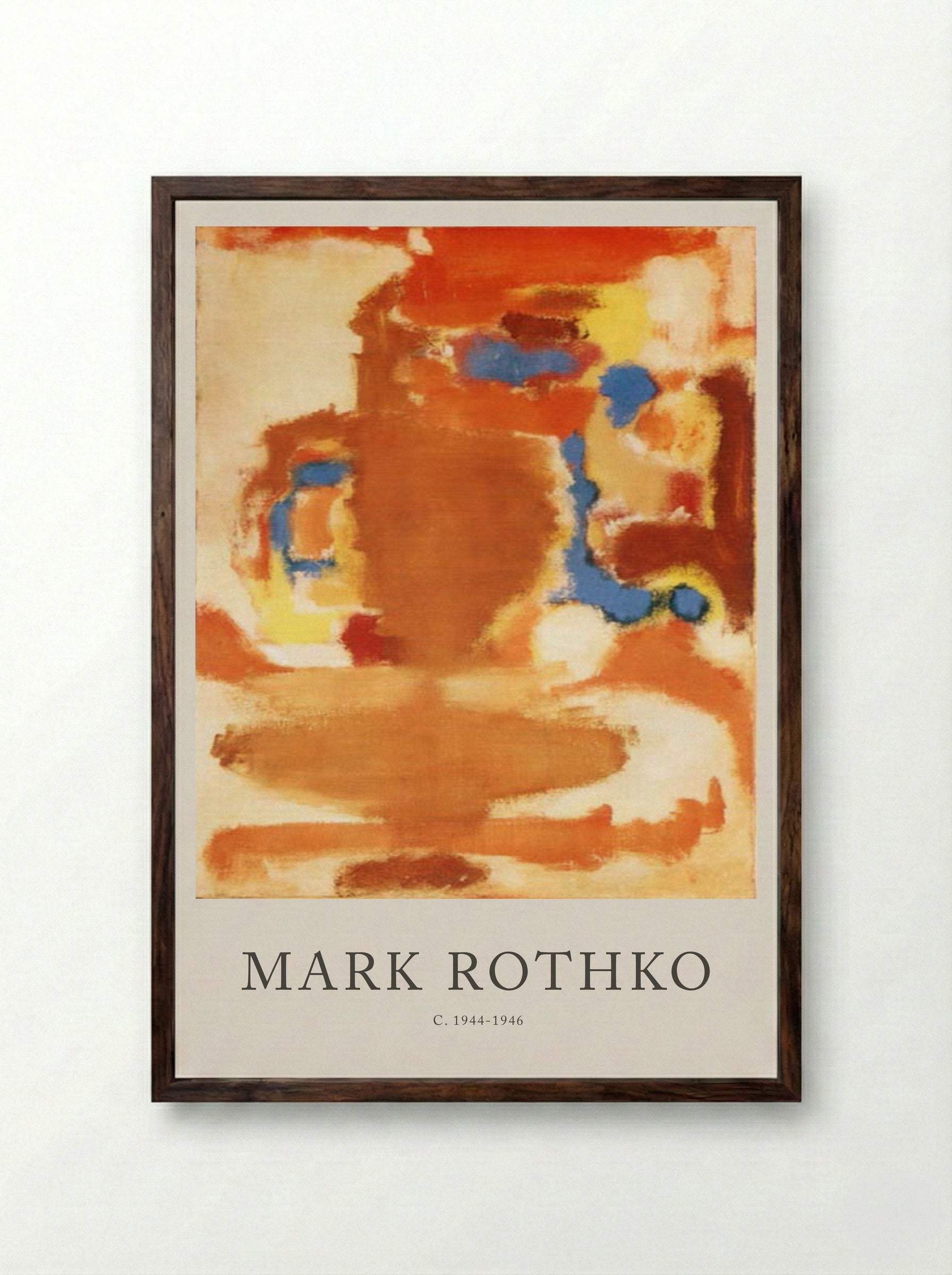 Untitled (Composition with Brown, Orange, and Blue) - Mark Rothko - Framed Print Dark Wood