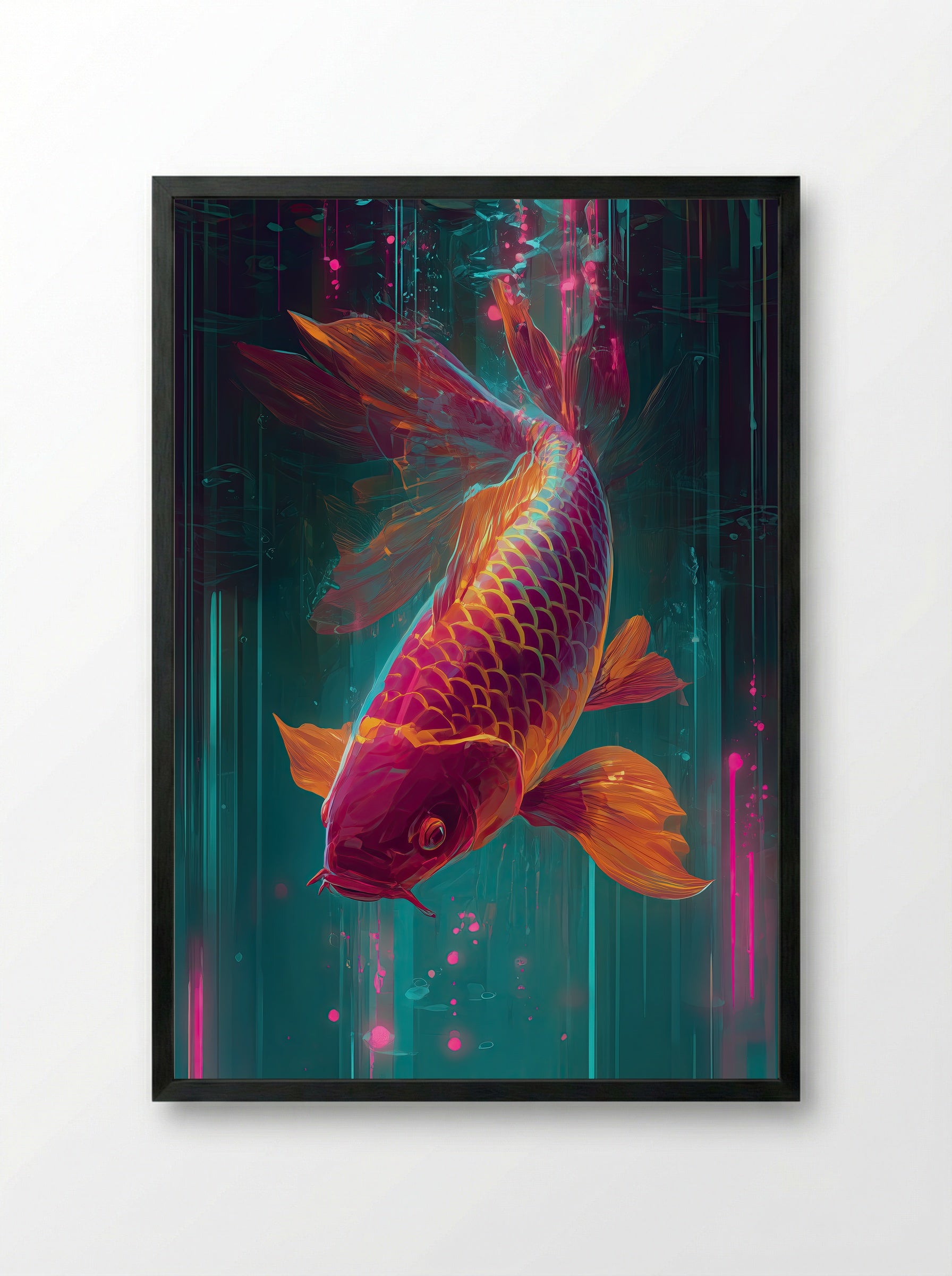 Neon Koi No.2 – Emberstream - Framed Print Black